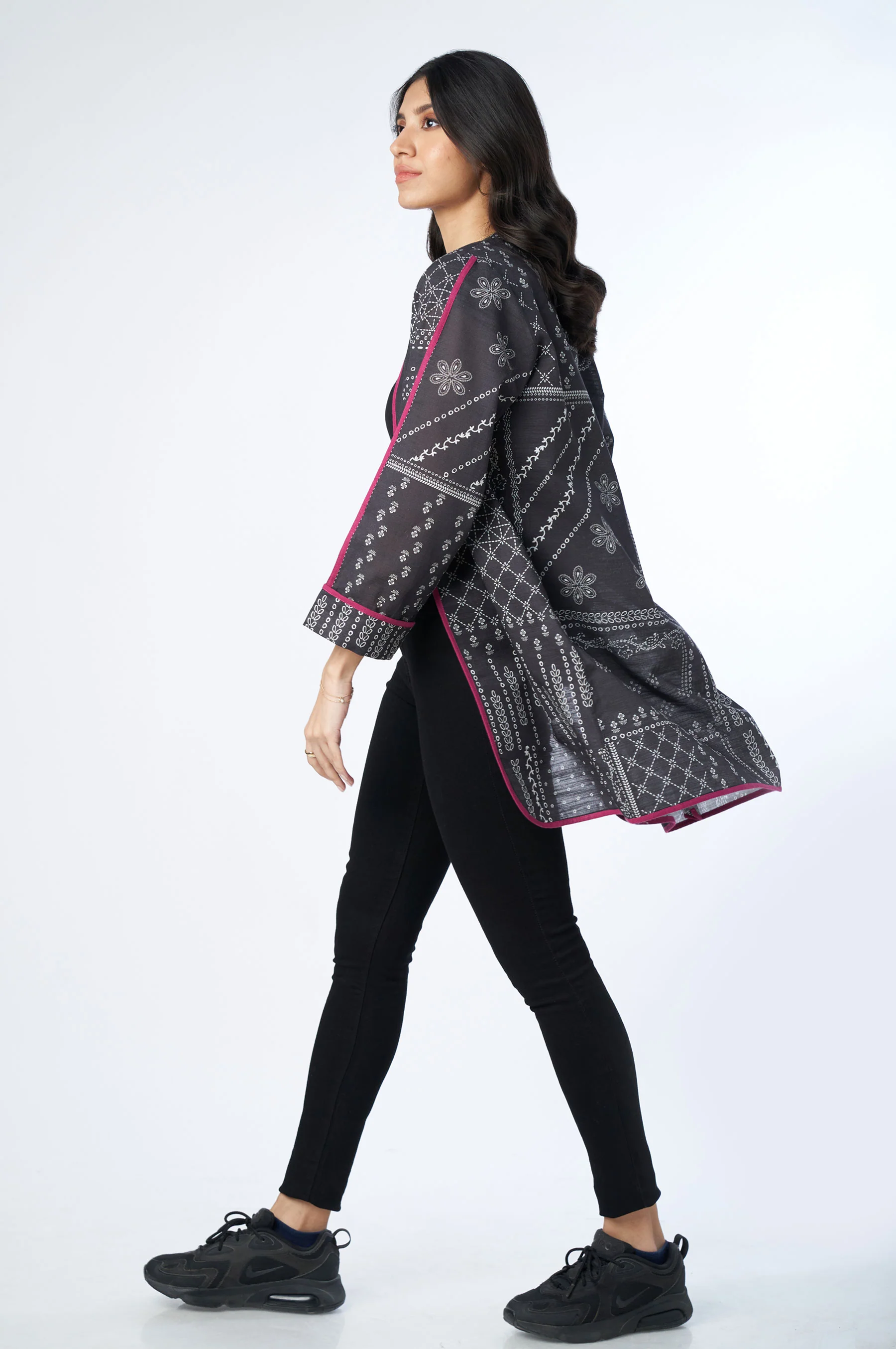 Stitched 1 Piece Embellished Khaddar Printed Jacket - Image 5