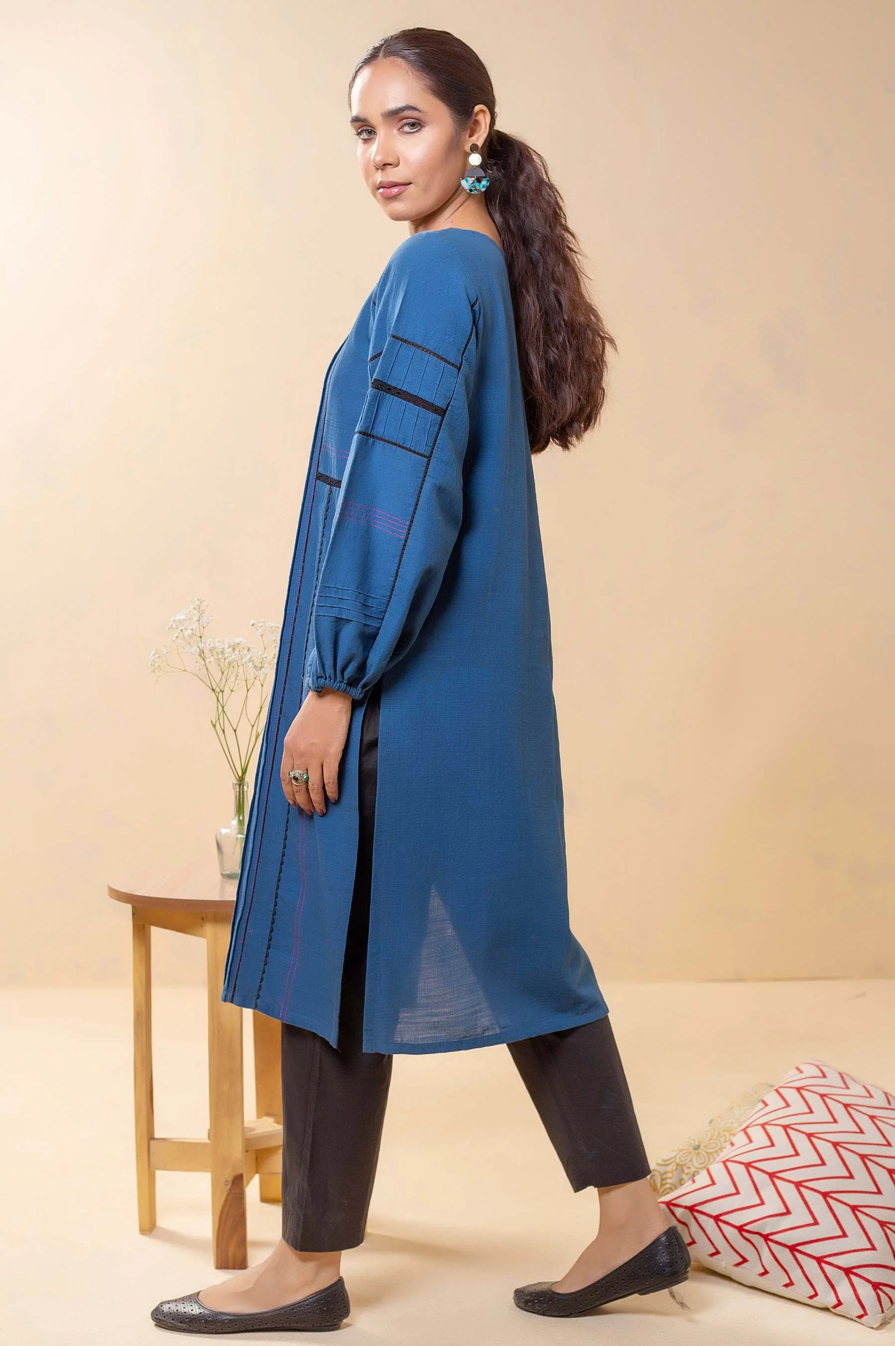 Stitched 1 Piece Embellished Khaddar Top - Image 2