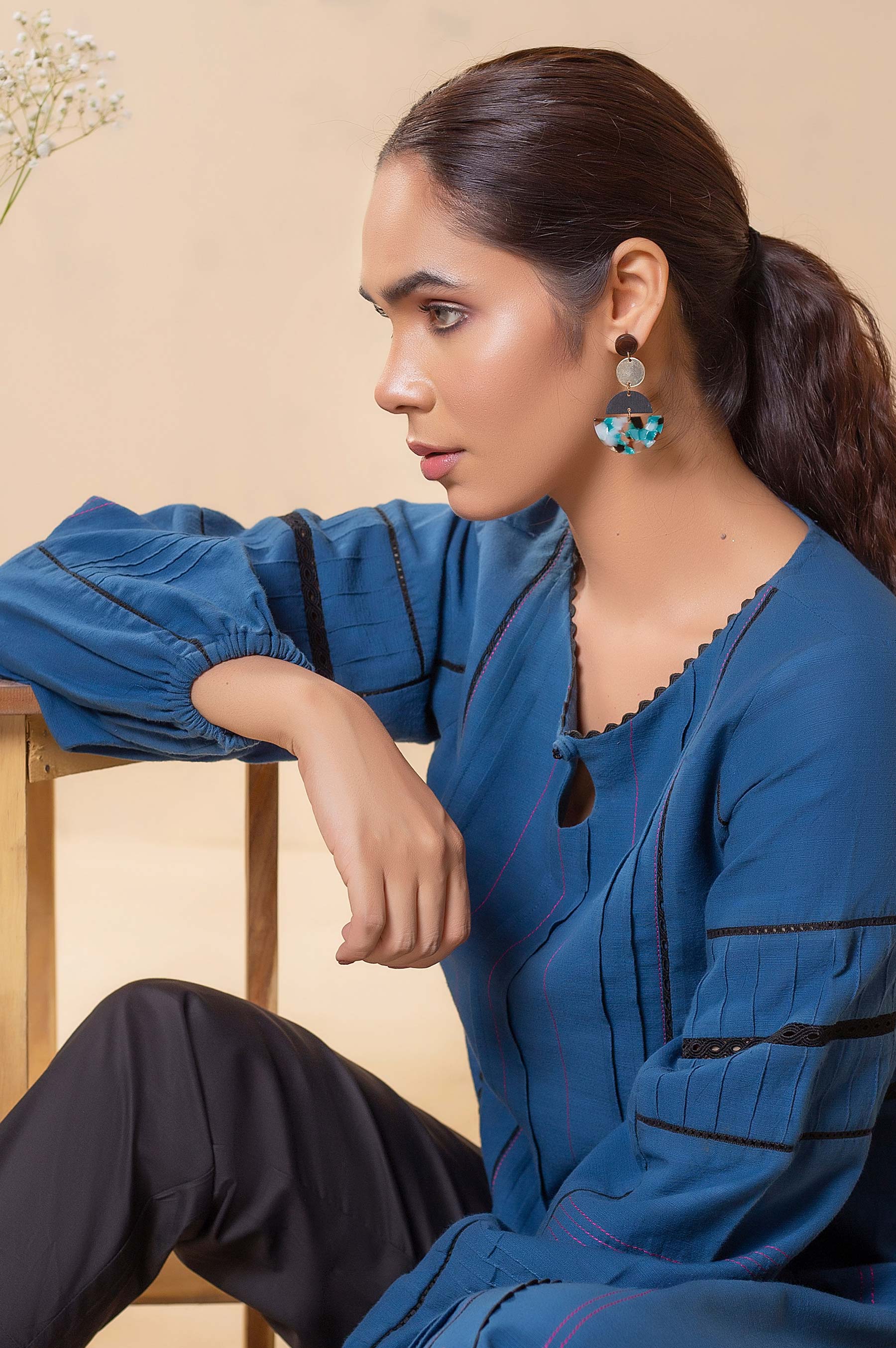 Stitched 1 Piece Embellished Khaddar Top - Image 4