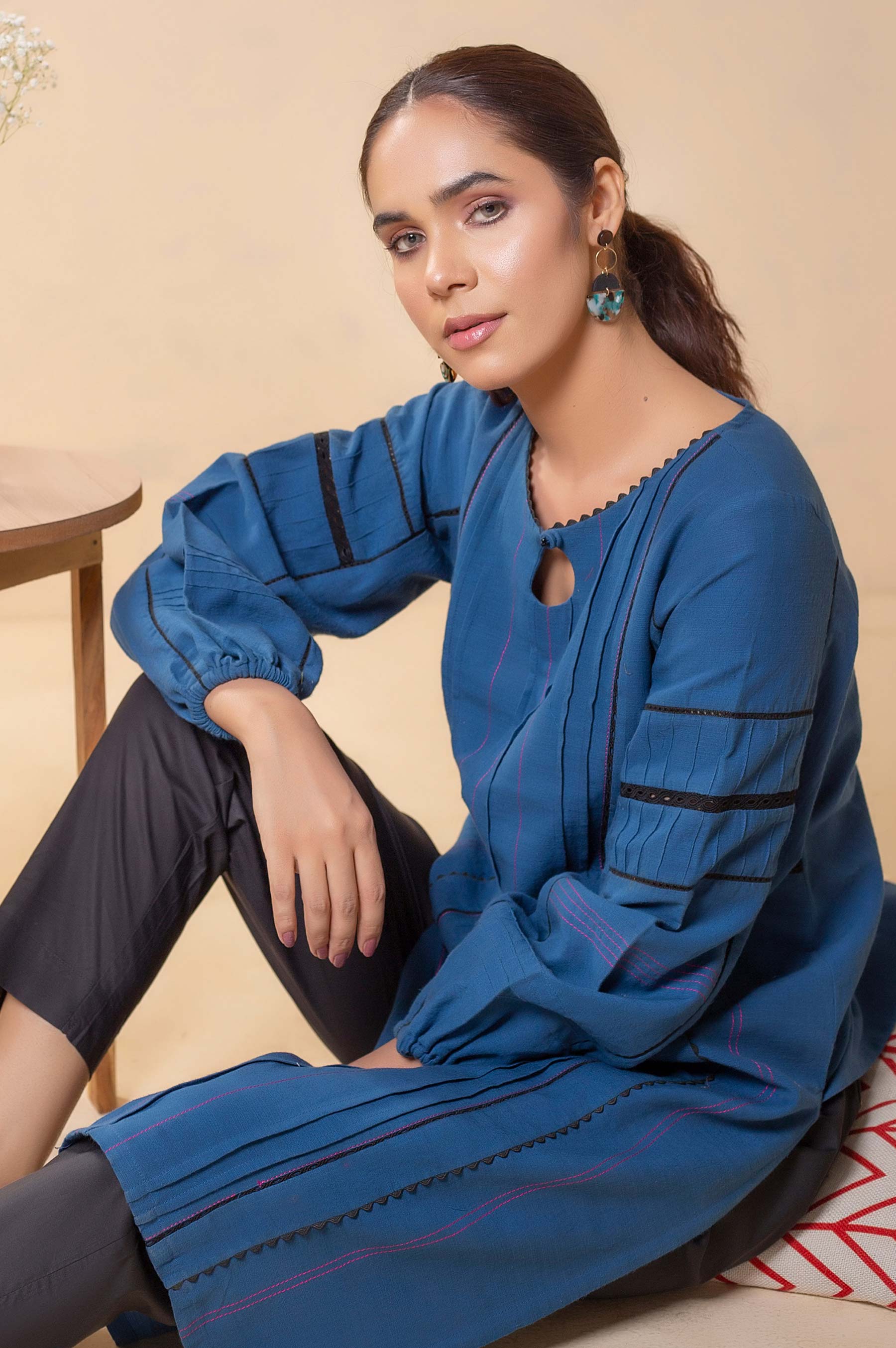 Stitched 1 Piece Embellished Khaddar Top - Image 5