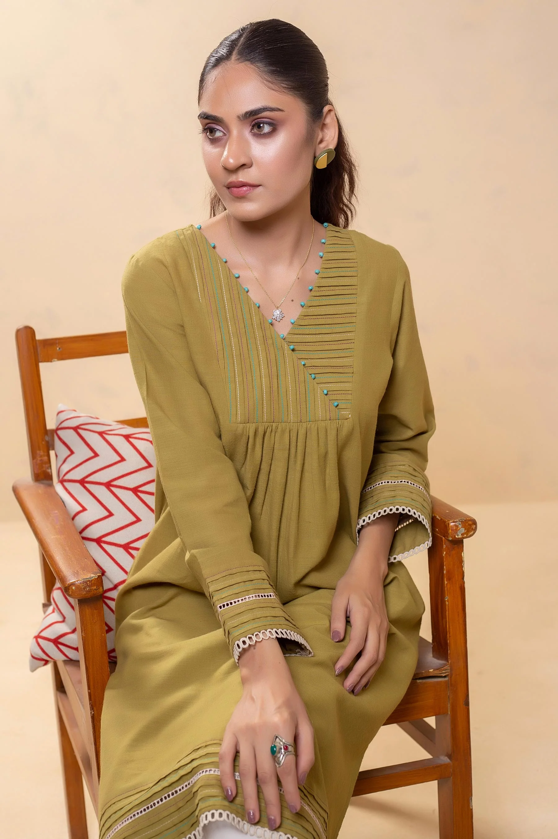 Stitched 1 Piece Embellished Khaddar Top - Image 4