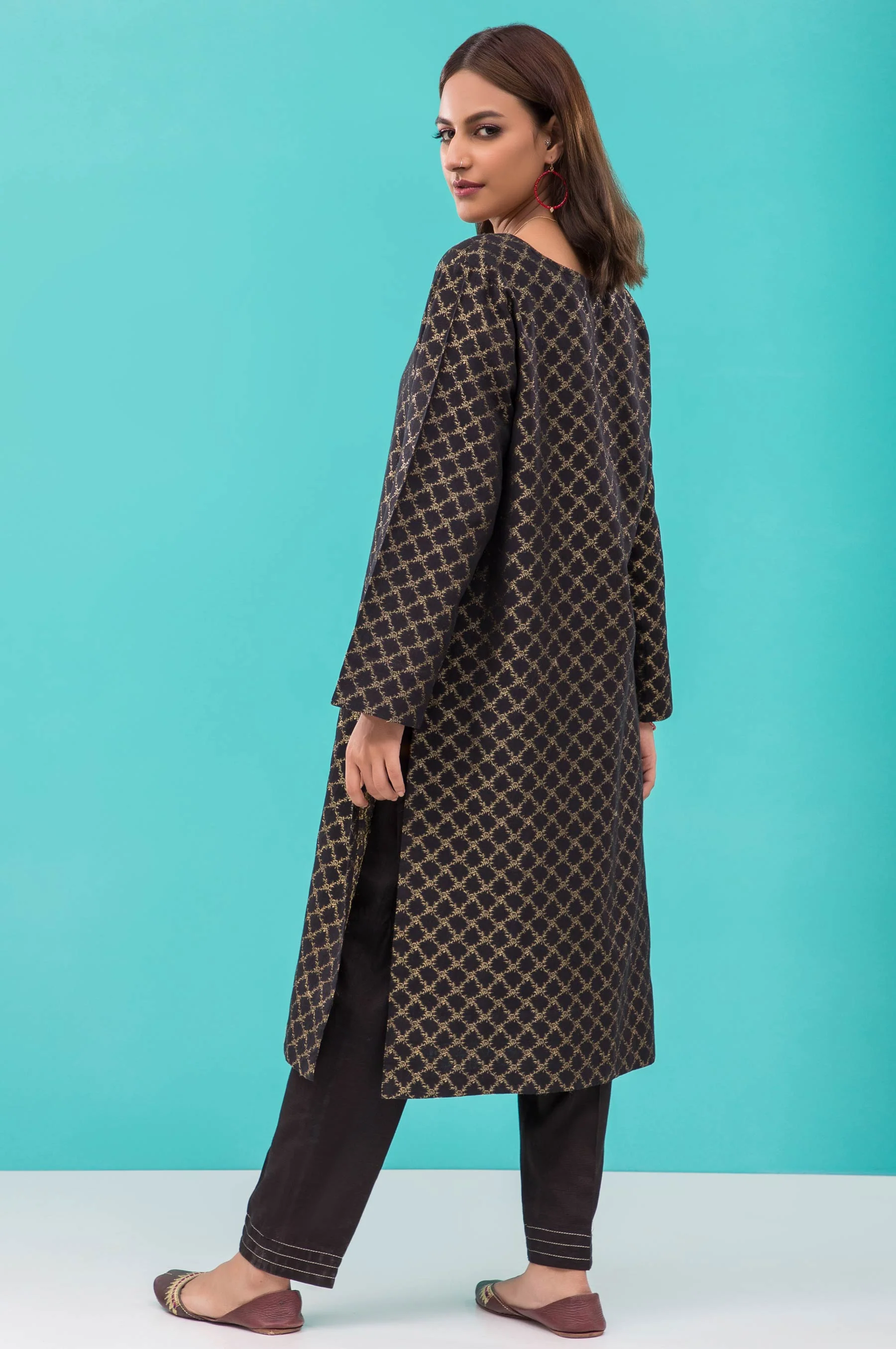 Stitched 1 Piece Embellished Jacquard Shirt - Image 2
