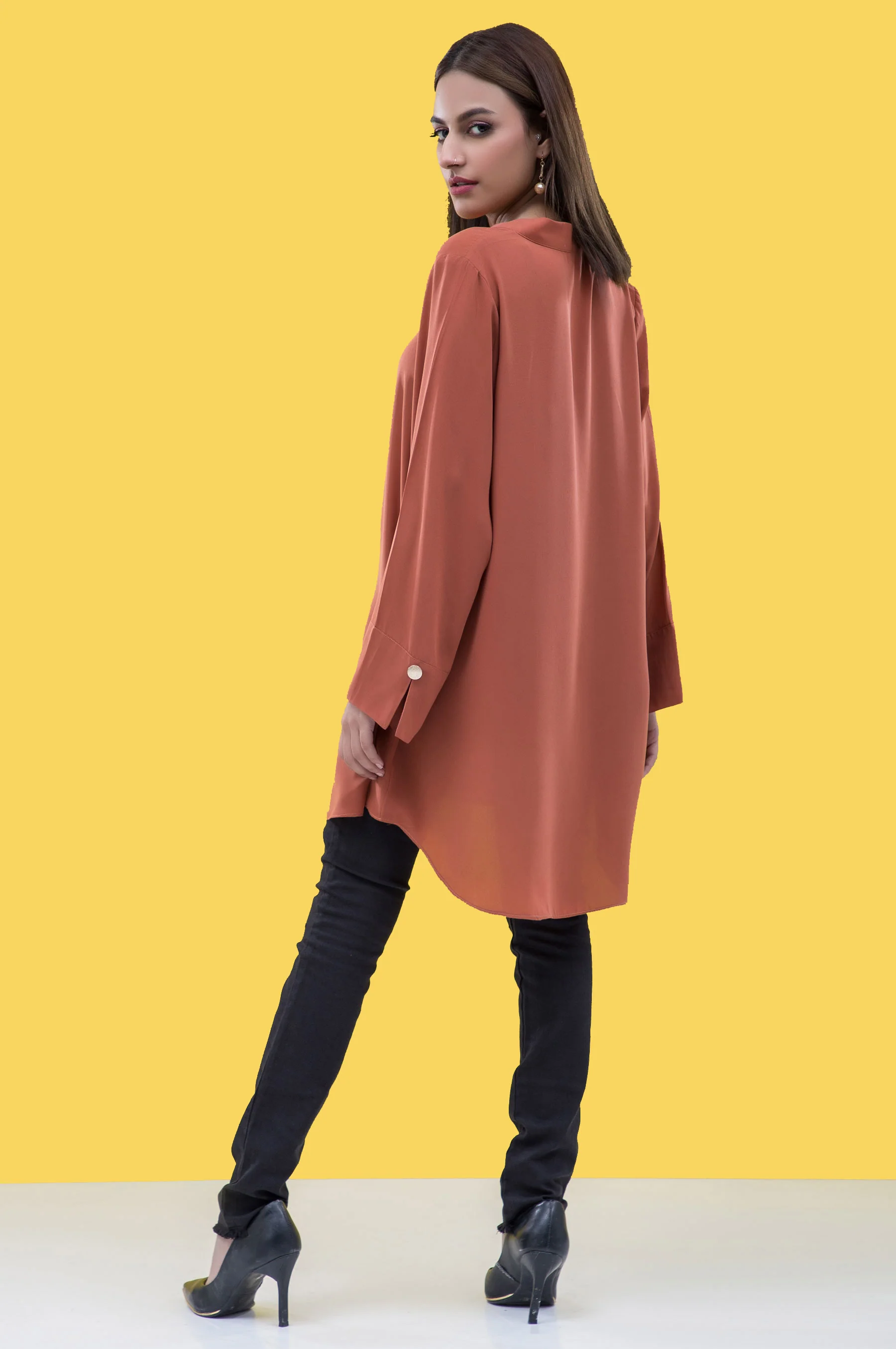 Stitched 1 Piece Embellished Crepe Shirt - Image 2