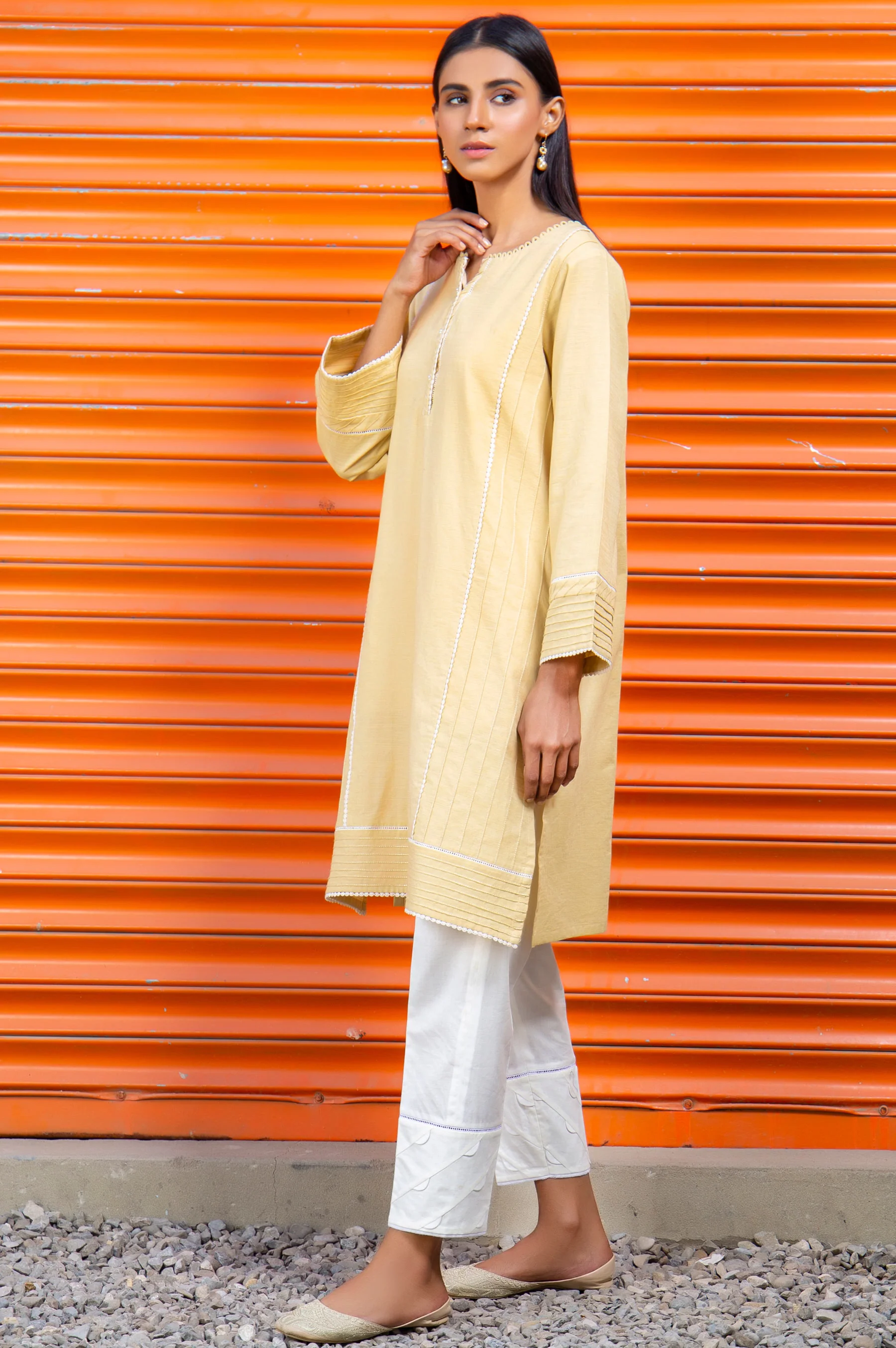 Stitched 1 Piece Embellished Khaddar Shirt - Image 3