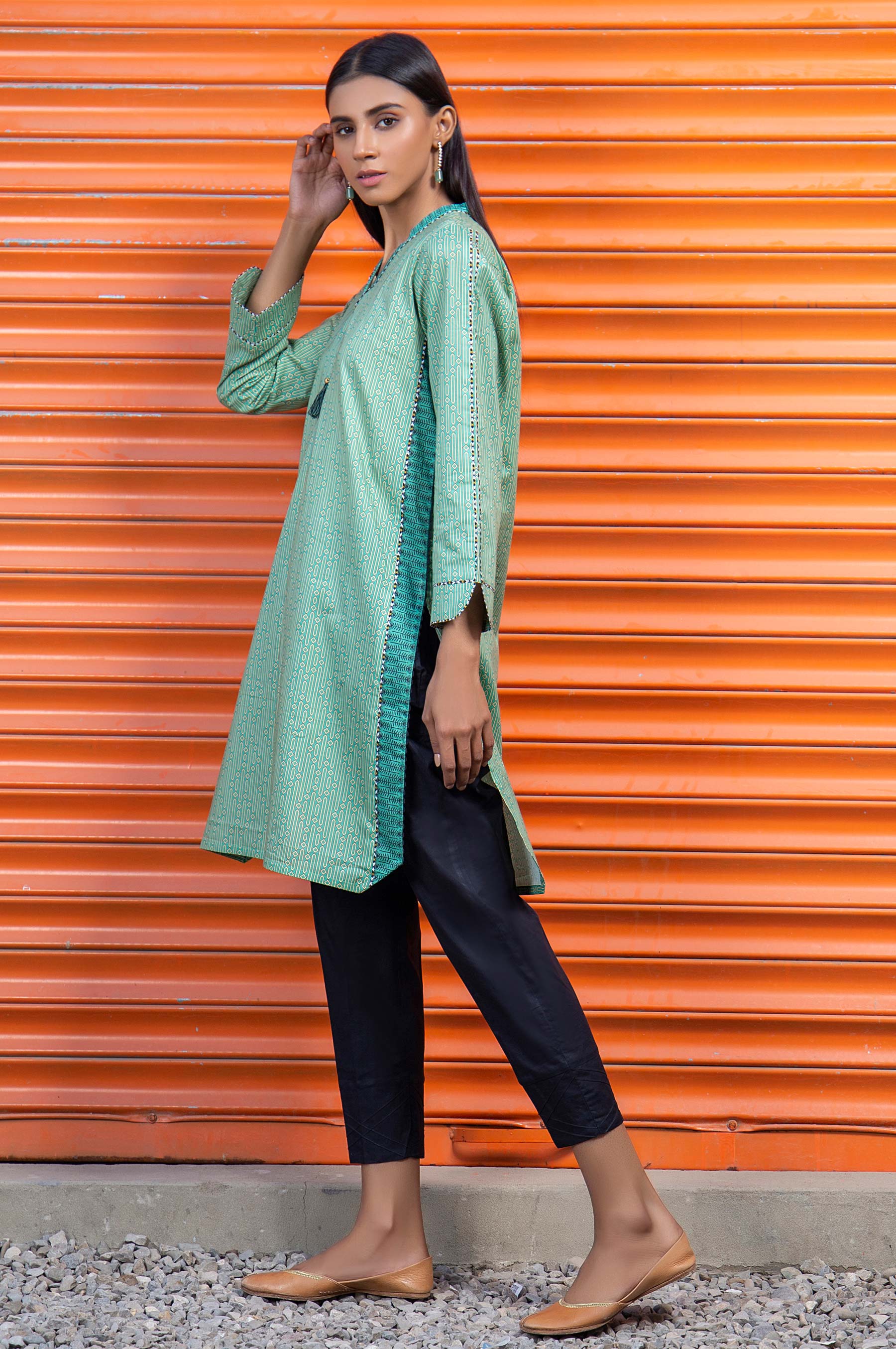 Stitched 1 Piece Embellished Cambric Shirt - Image 3