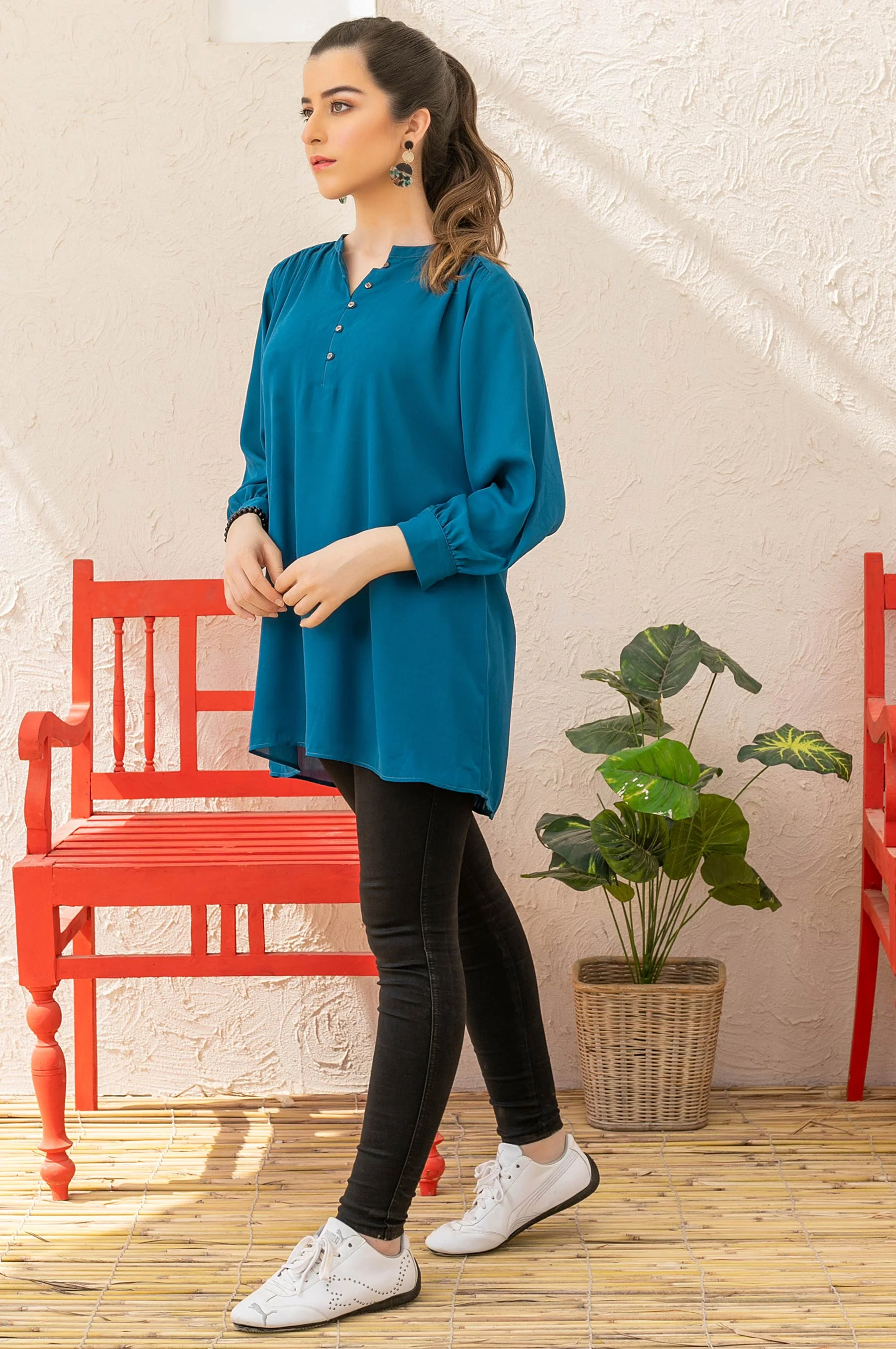 Stitched 1 Piece Embellished Crepe Shirt - Image 3