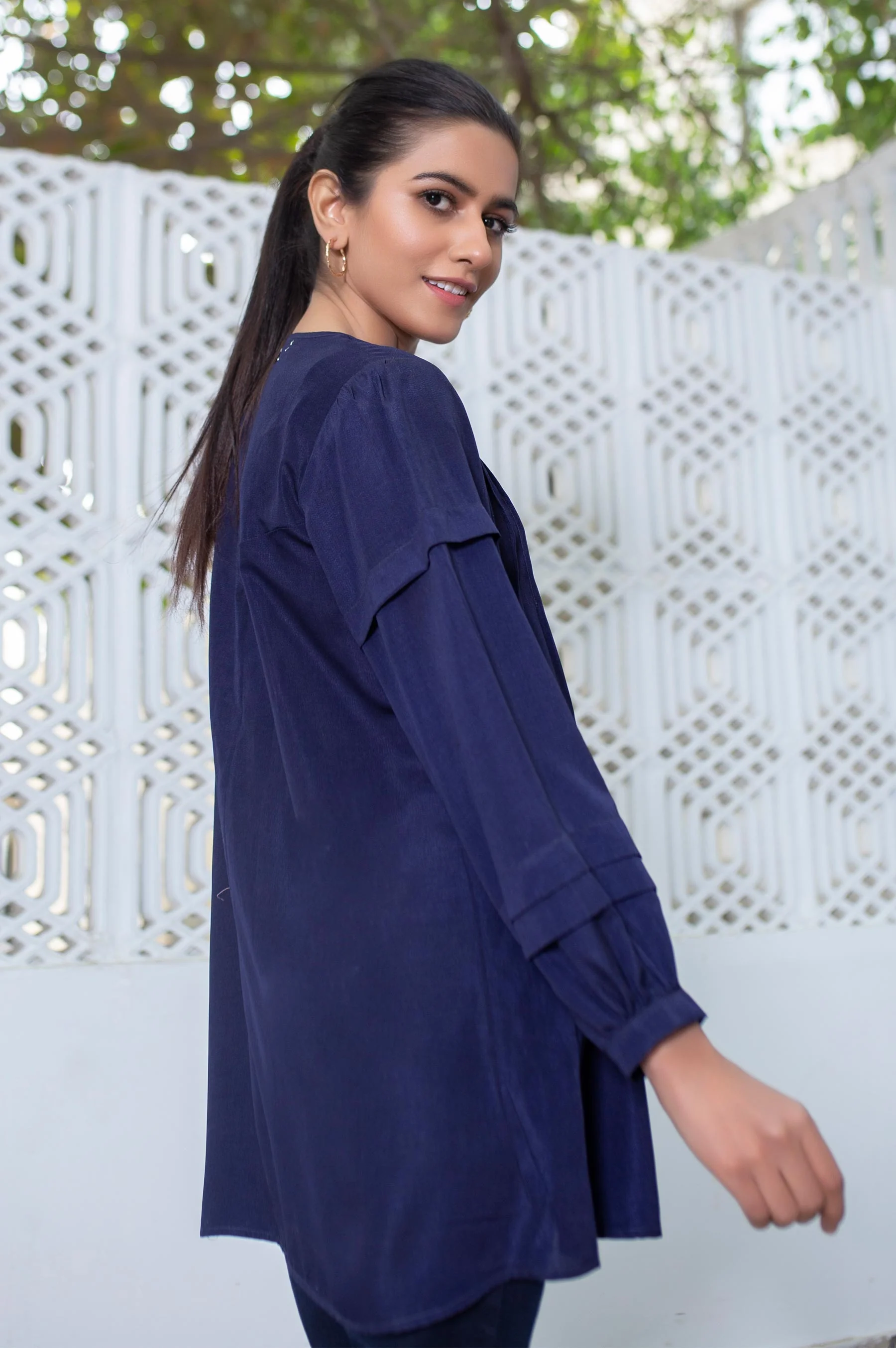 Stitched 1 Piece Embellished Crepe Shirt - Image 2