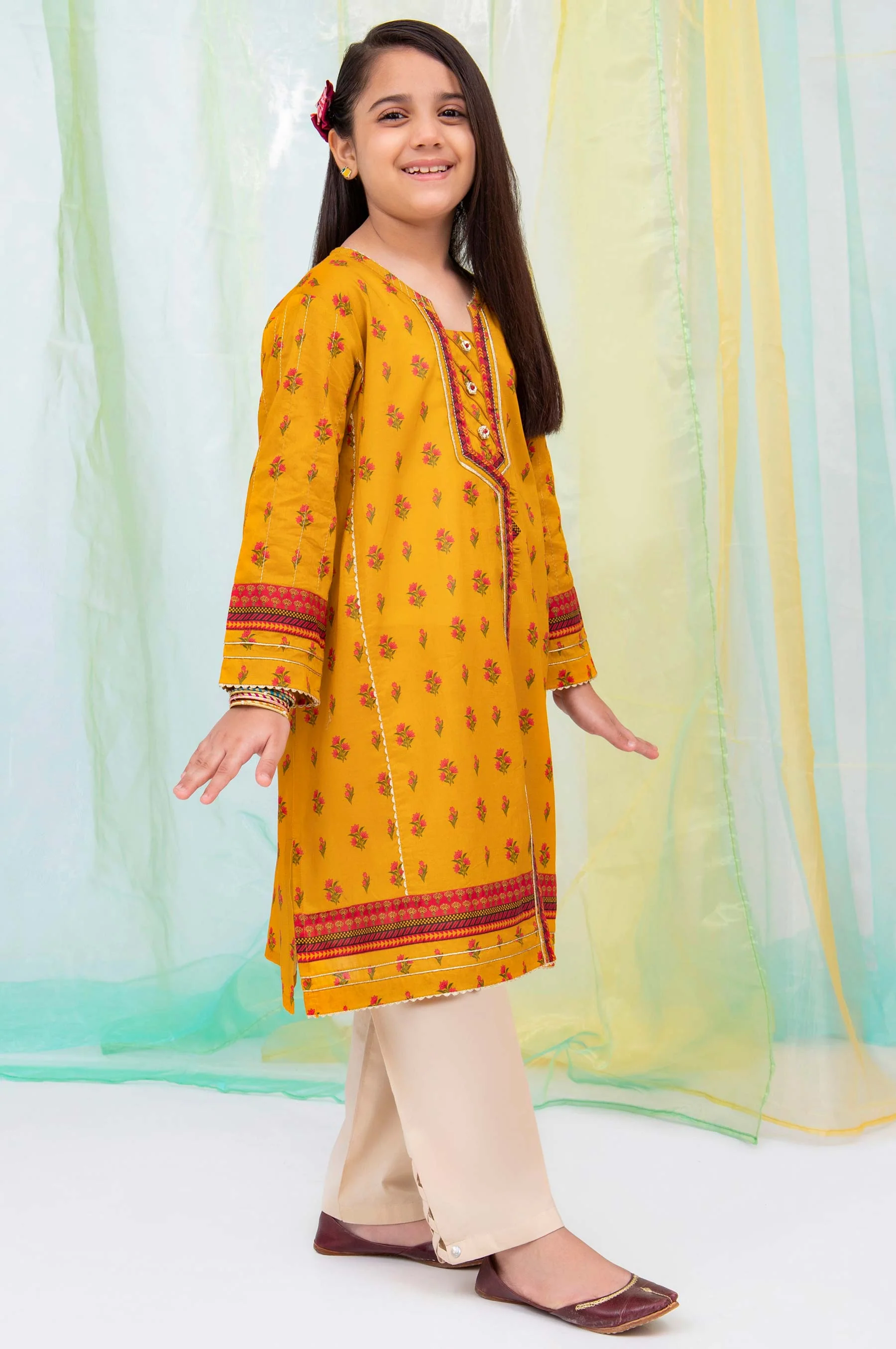 Stitched 1 Piece Embellished Shirt - Cambric - Image 2