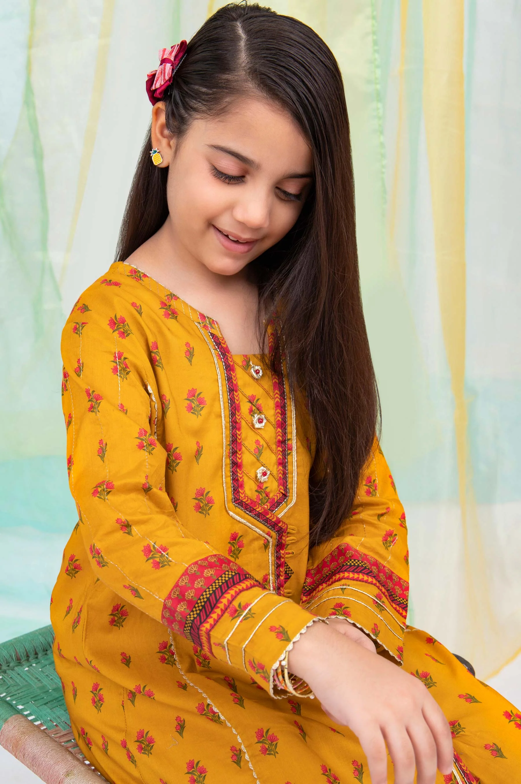 Stitched 1 Piece Embellished Shirt - Cambric - Image 5