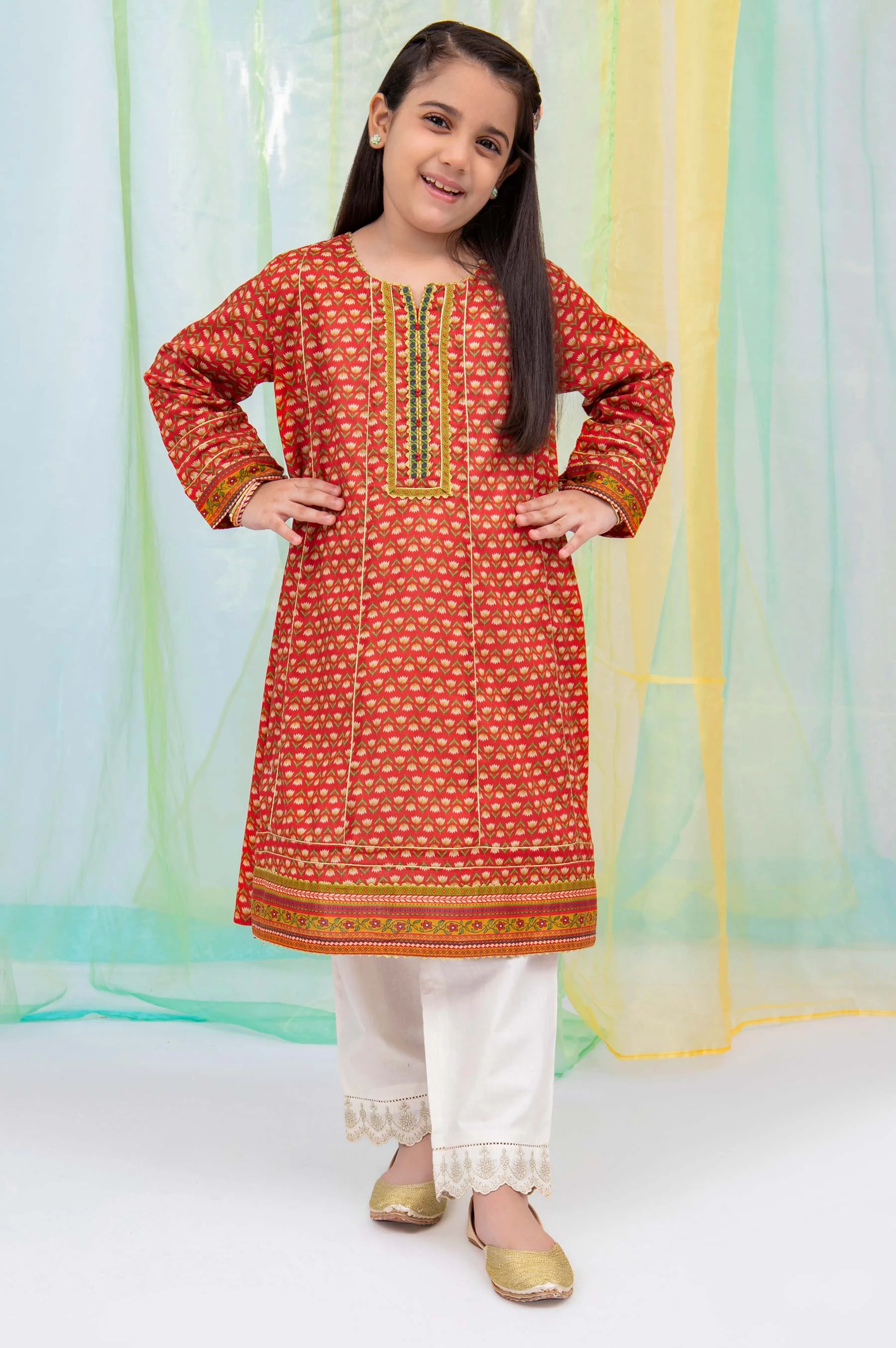 Stitched 1 Piece Embellished Shirt - Cambric - Image 2
