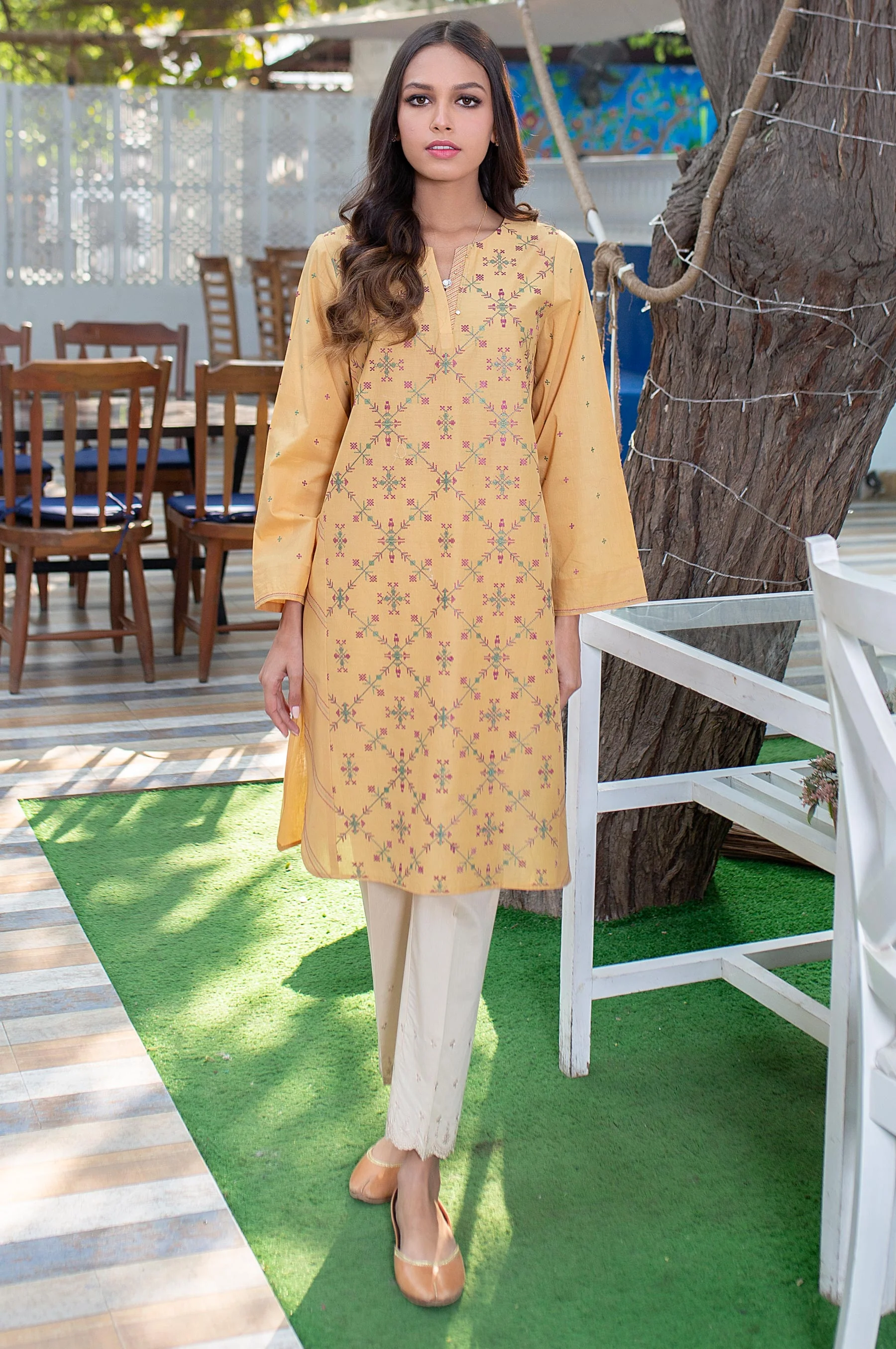 Stitched 1 Piece Embroided Cambric Shirt - Image 3