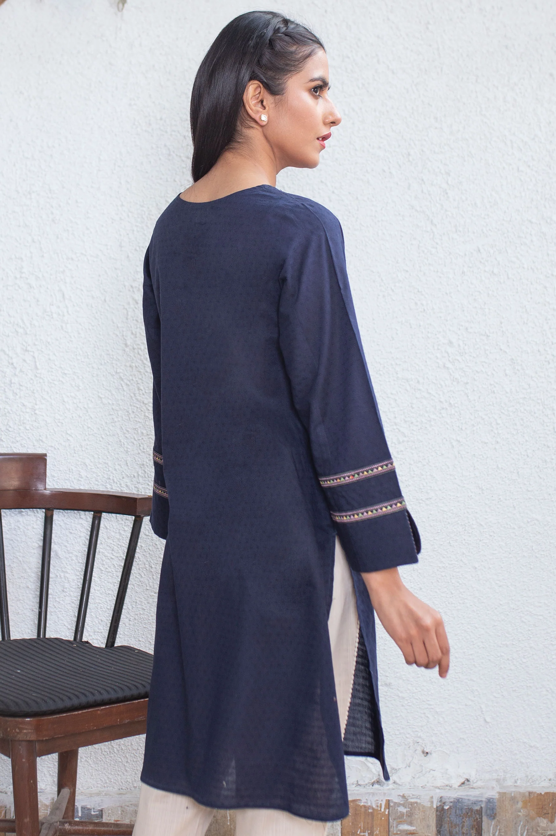 Stitched 1 Piece Embroided Jacquard Shirt - Image 2