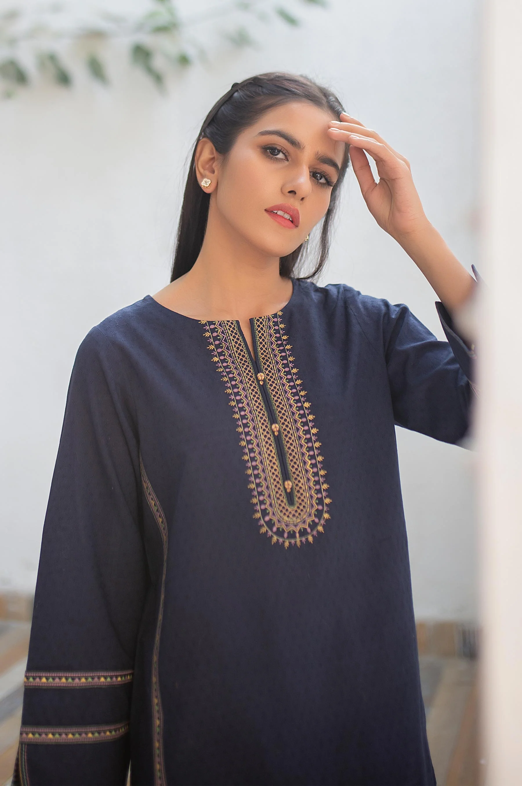 Stitched 1 Piece Embroided Jacquard Shirt - Image 4