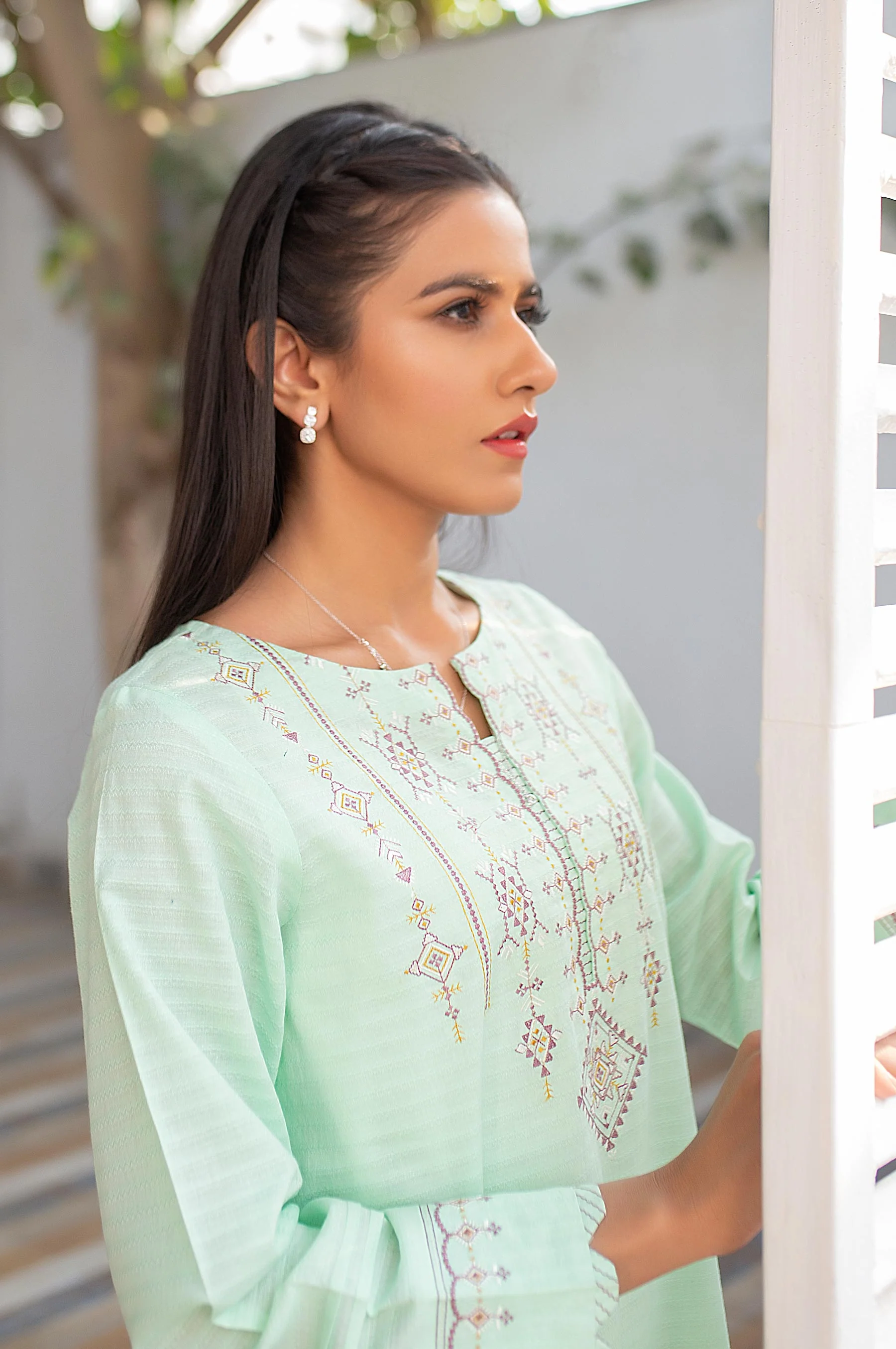 Stitched 1 Piece Embroided Jacquard Shirt - Image 4