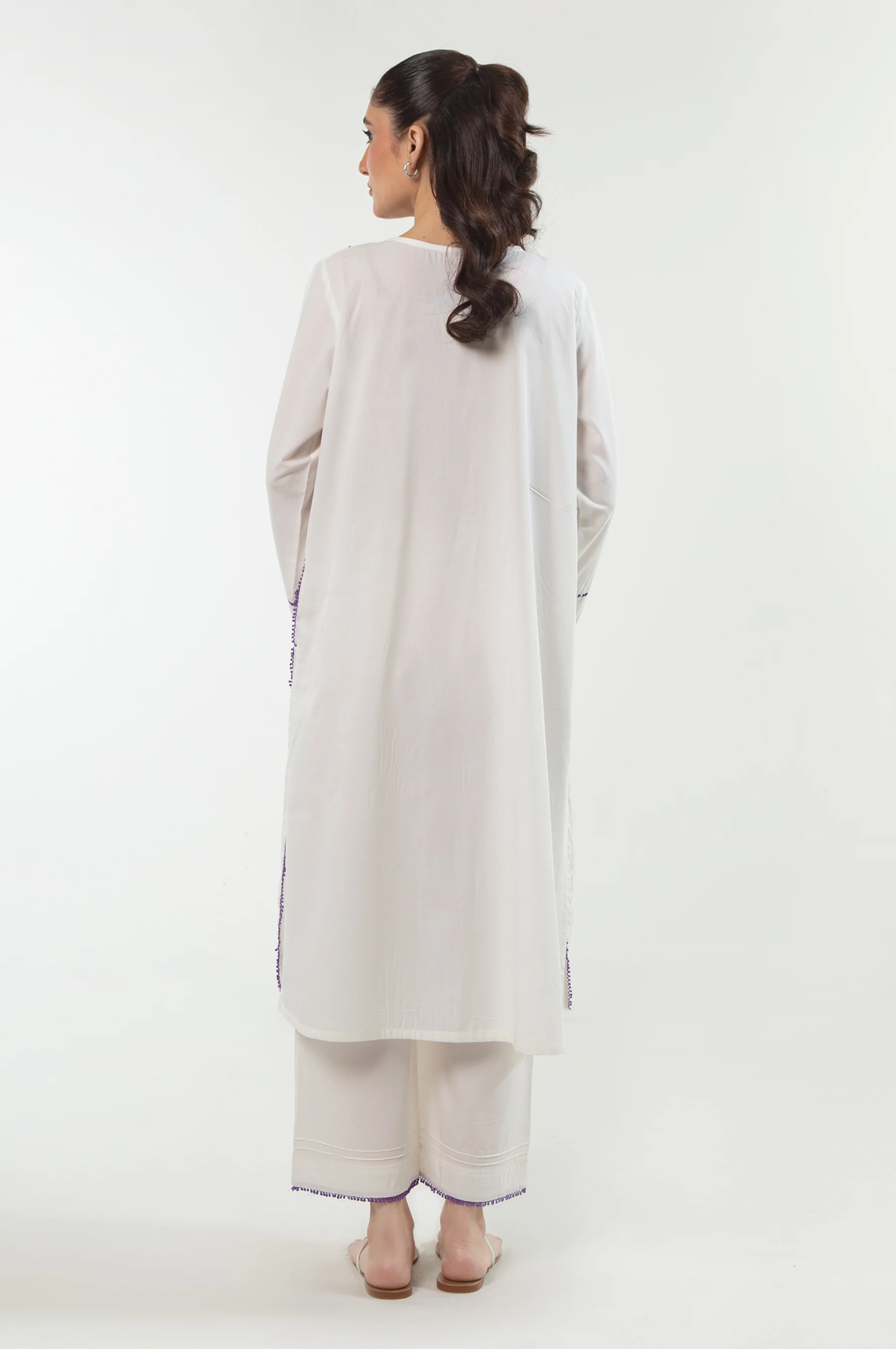 Stitched 2 Piece Embroidered Cotton Linen Viscose Suit - Image 3