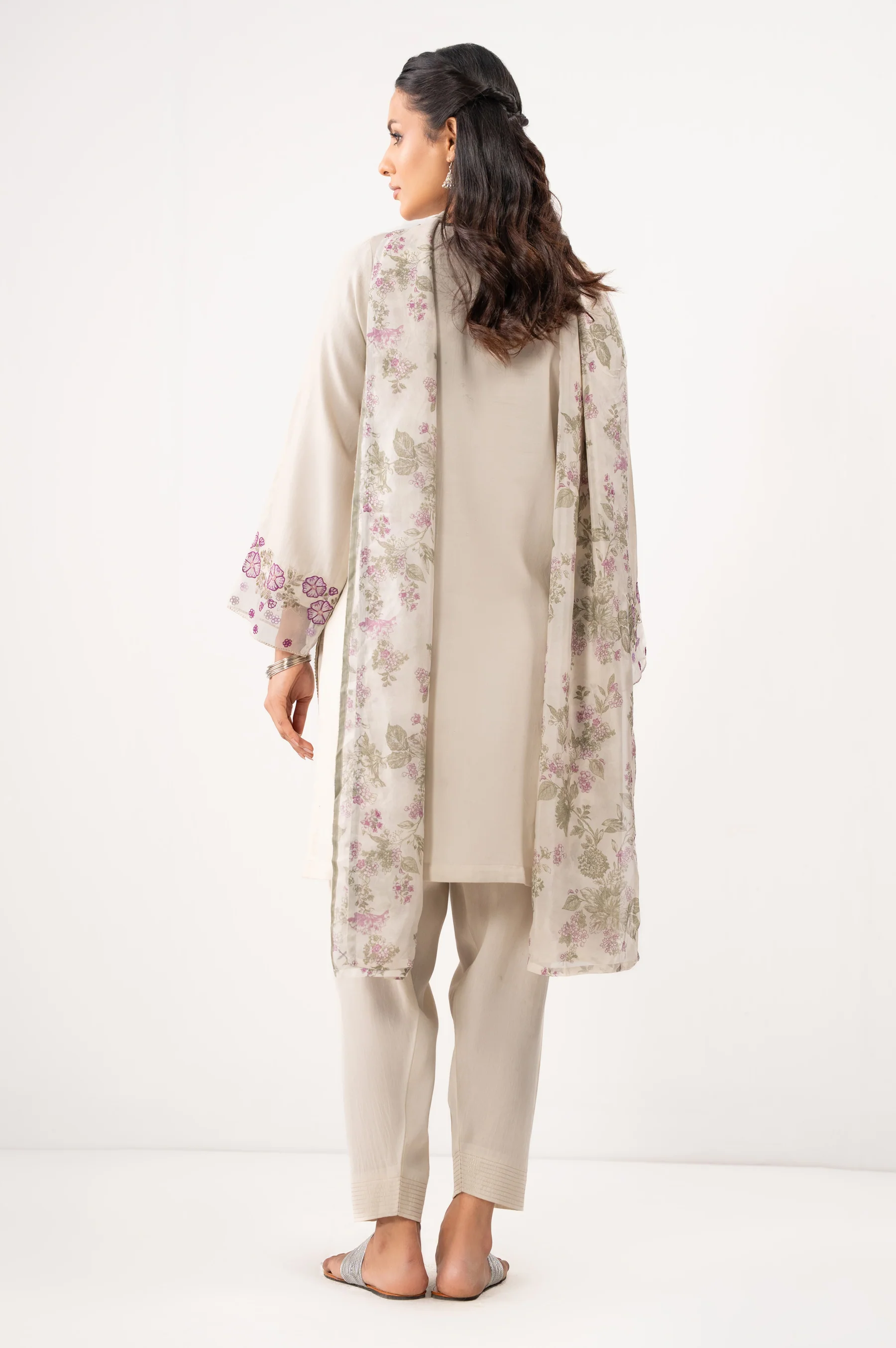STITCHED EMBROIDERED COTTON SATIN SUIT - Image 6