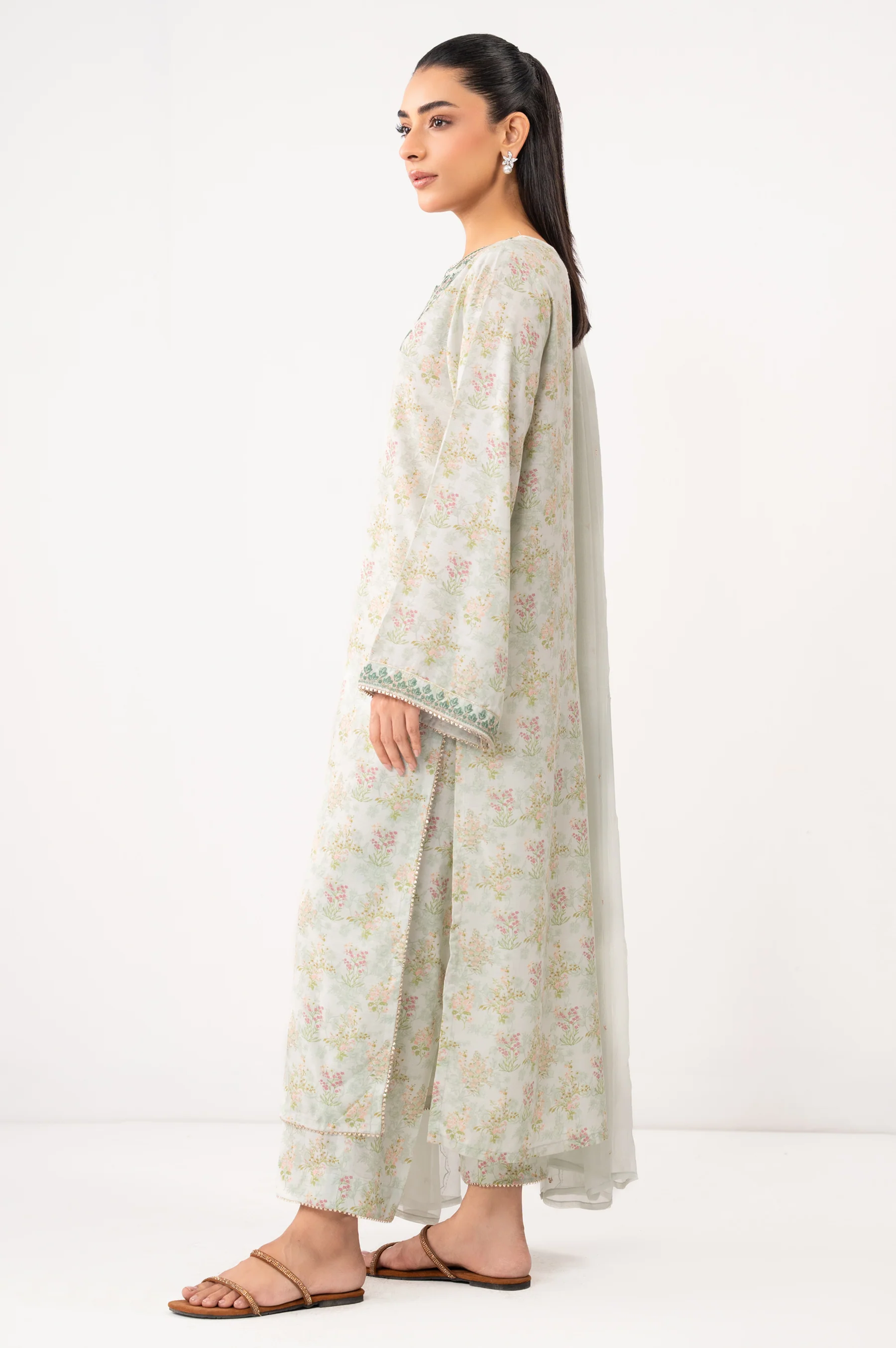 STITCHED EMBROIDERED DULL RAW SILK SUIT - Image 4