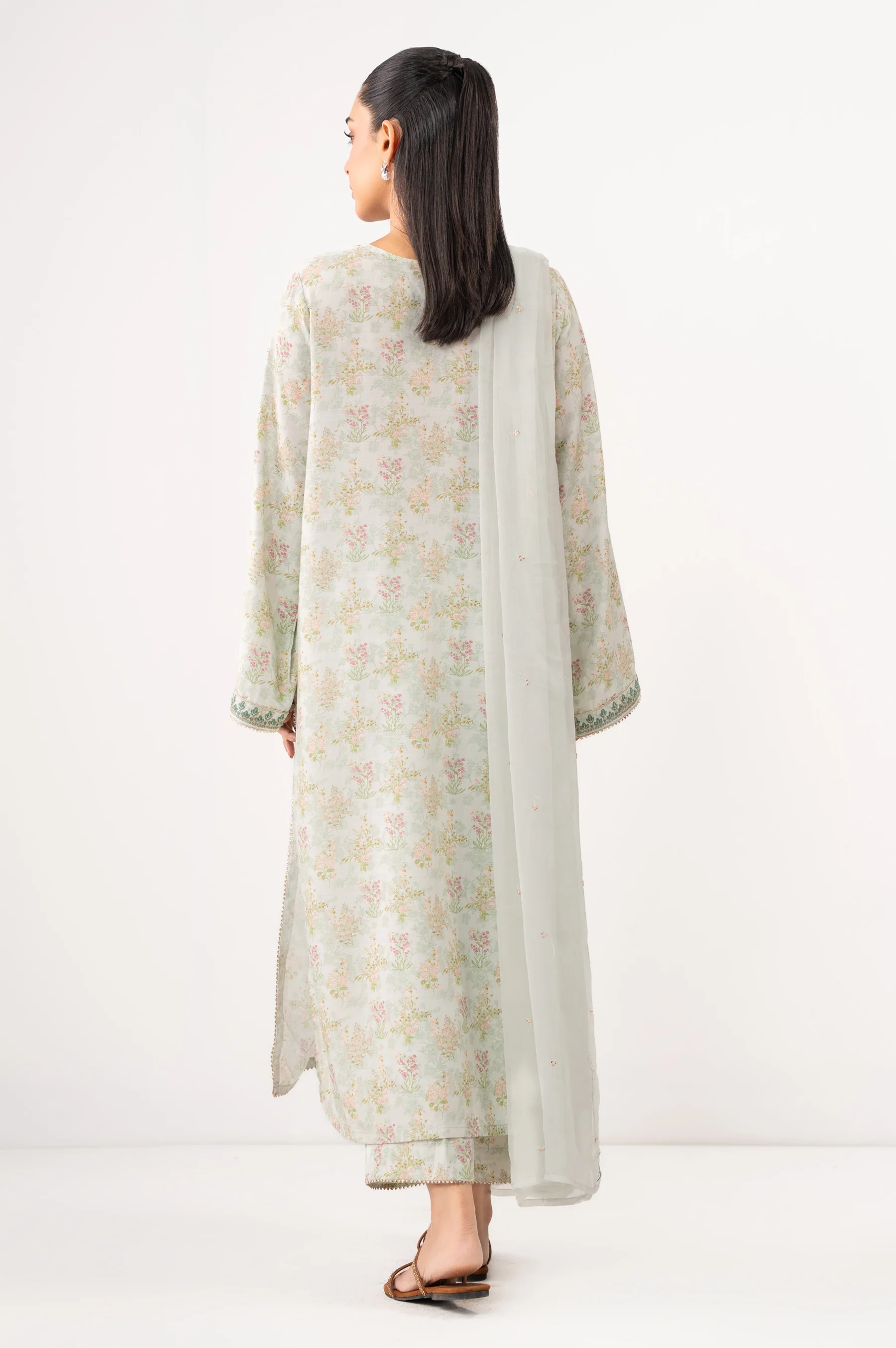 STITCHED EMBROIDERED DULL RAW SILK SUIT - Image 5