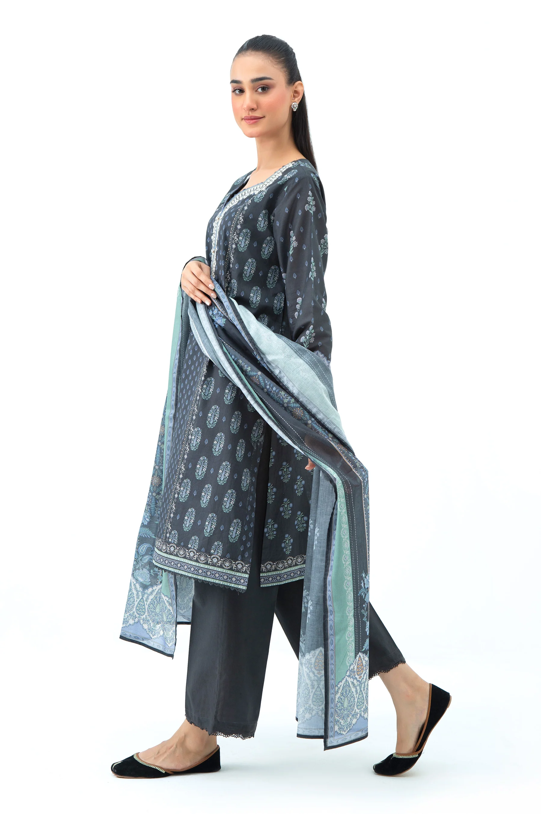 STITCHED EMBROIDERED LAWN SUIT - Image 4