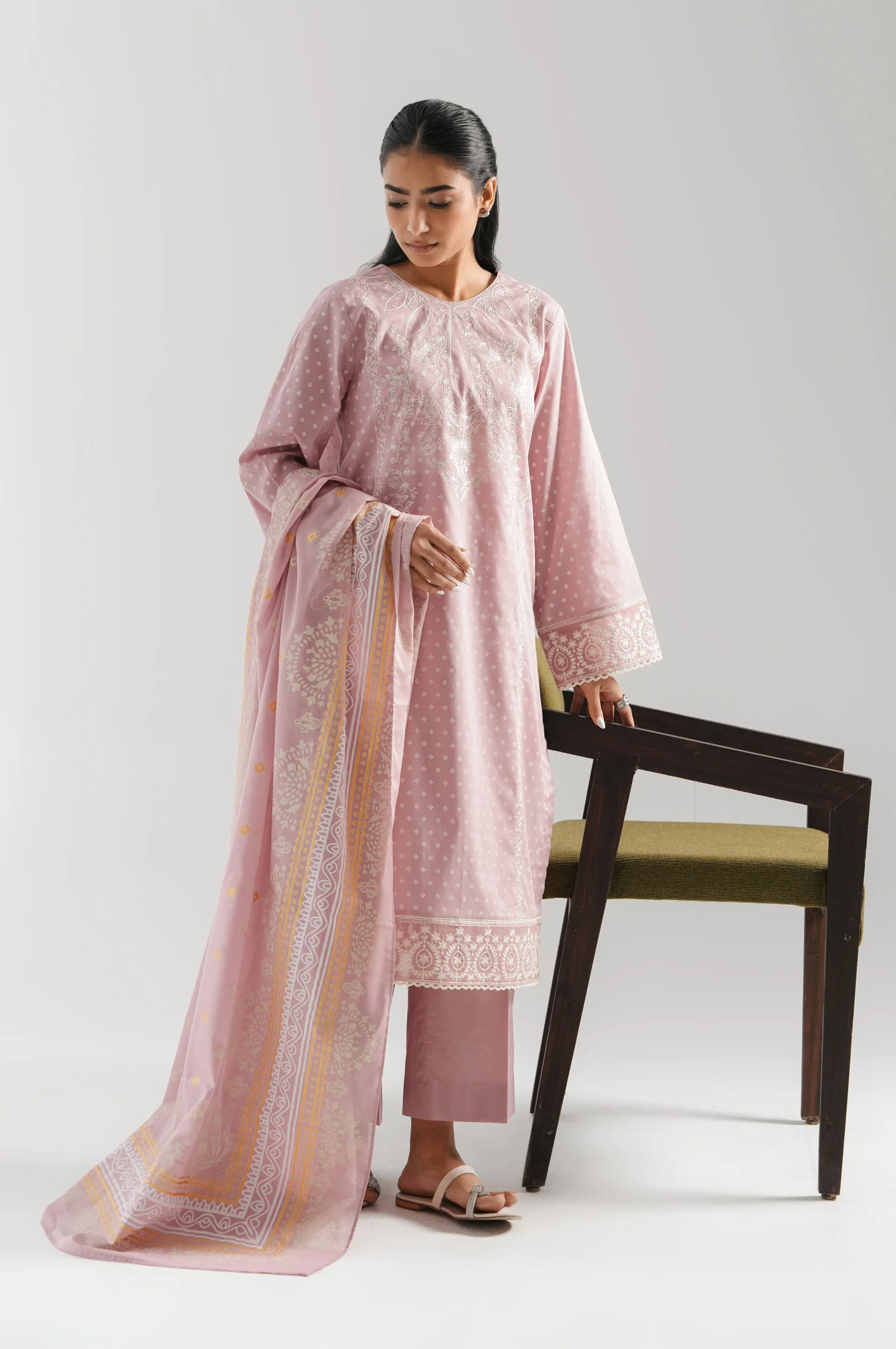 STITCHED EMBROIDERED LAWN SUIT - Image 3