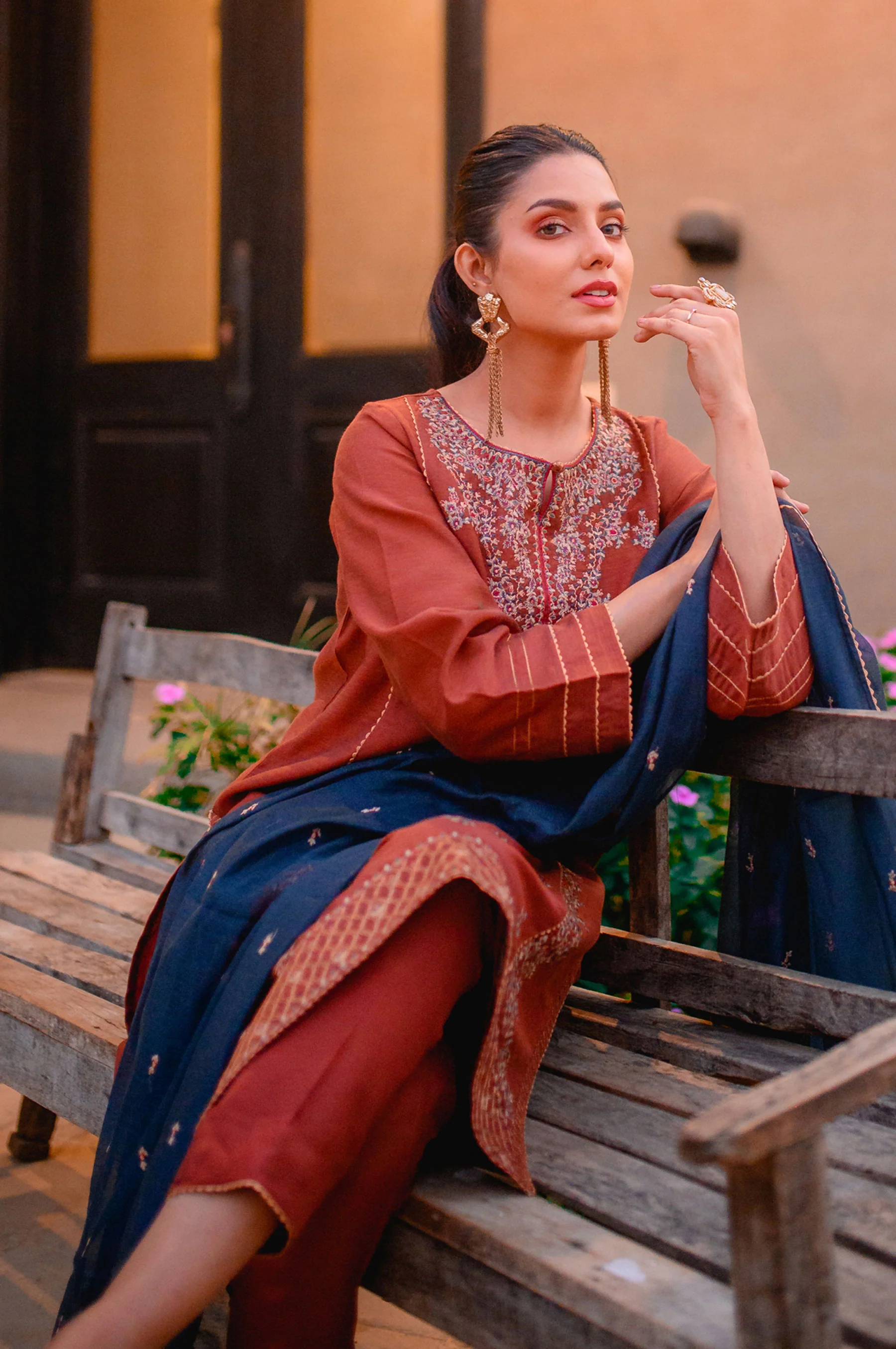 Stitched 3 Piece Cotton Net Embroidered Suit - Image 3