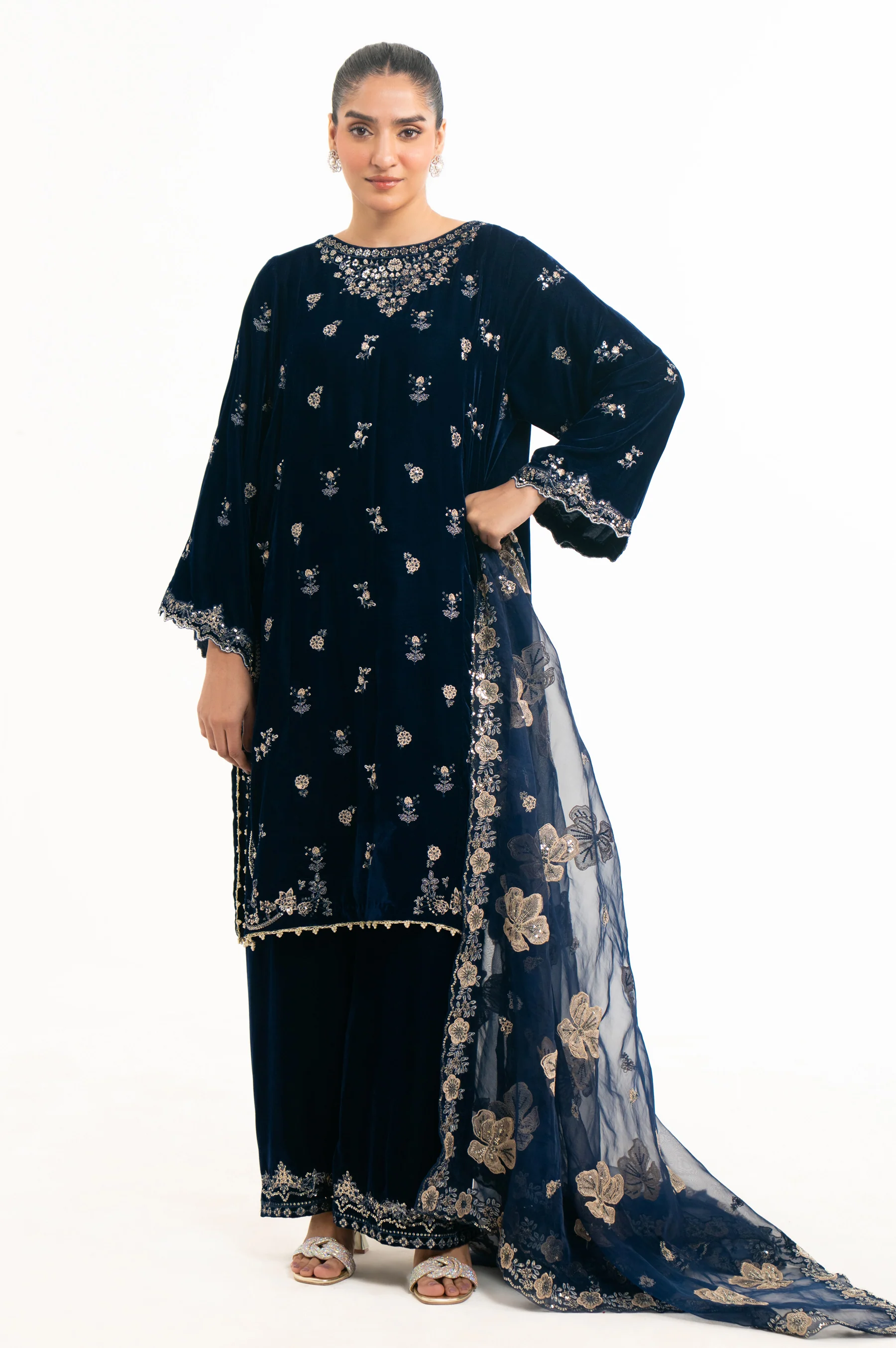 EMBROIDERED VELVET STITCHED BOTTOM (FACTORY E-OUTLET)