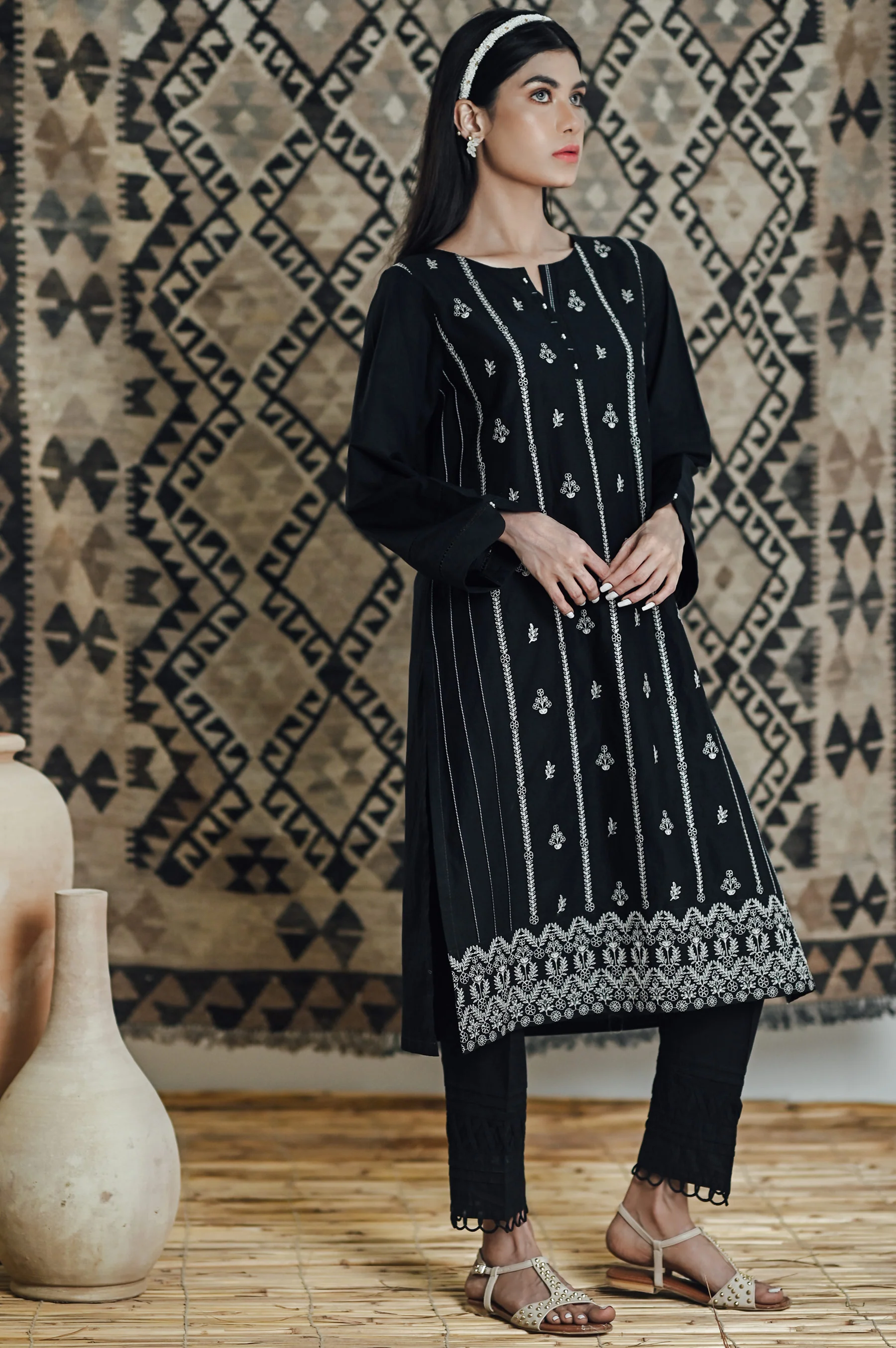 Stitched 1 Piece Embroidered Cambric Shirt - Image 4