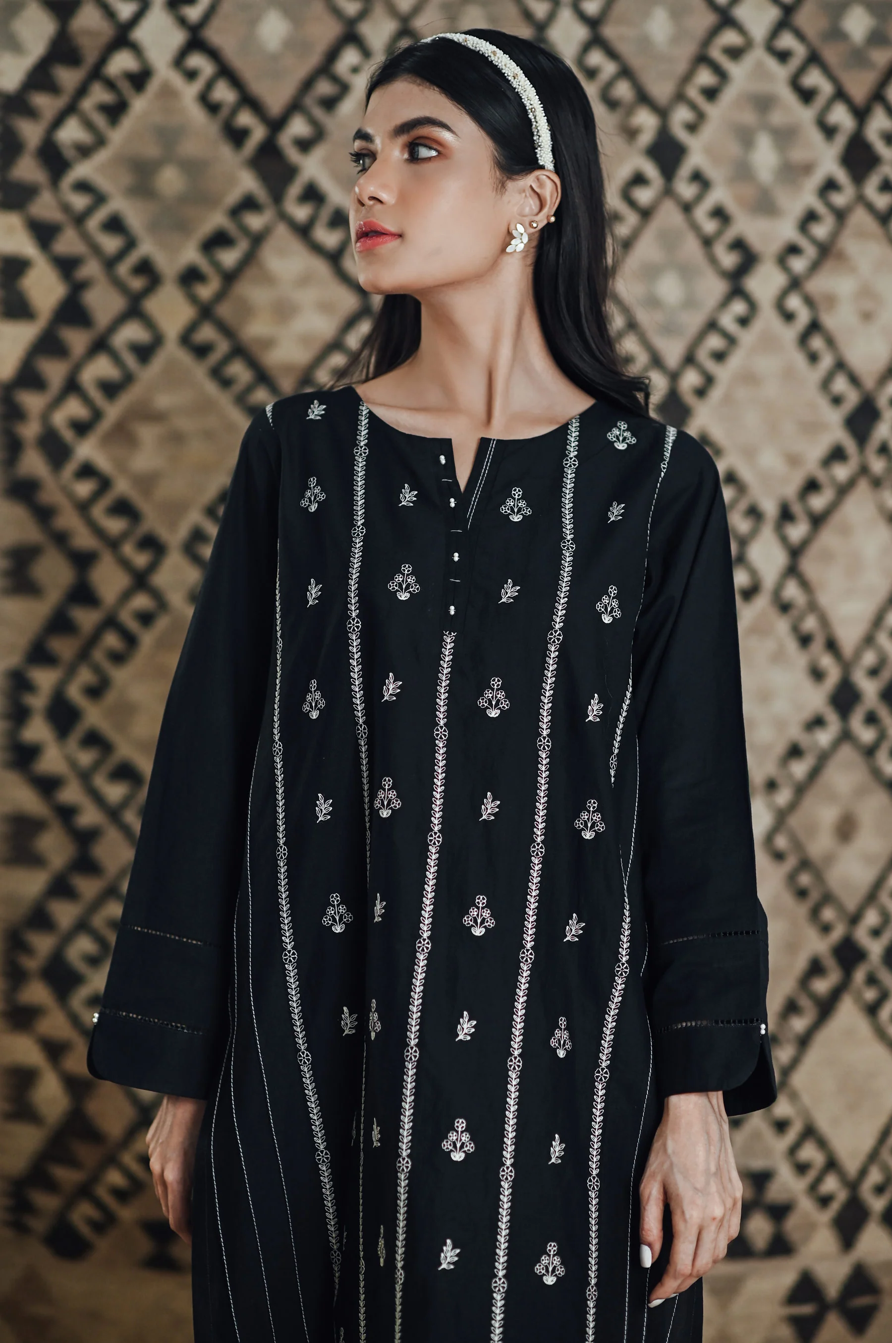 Stitched 1 Piece Embroidered Cambric Shirt - Image 5