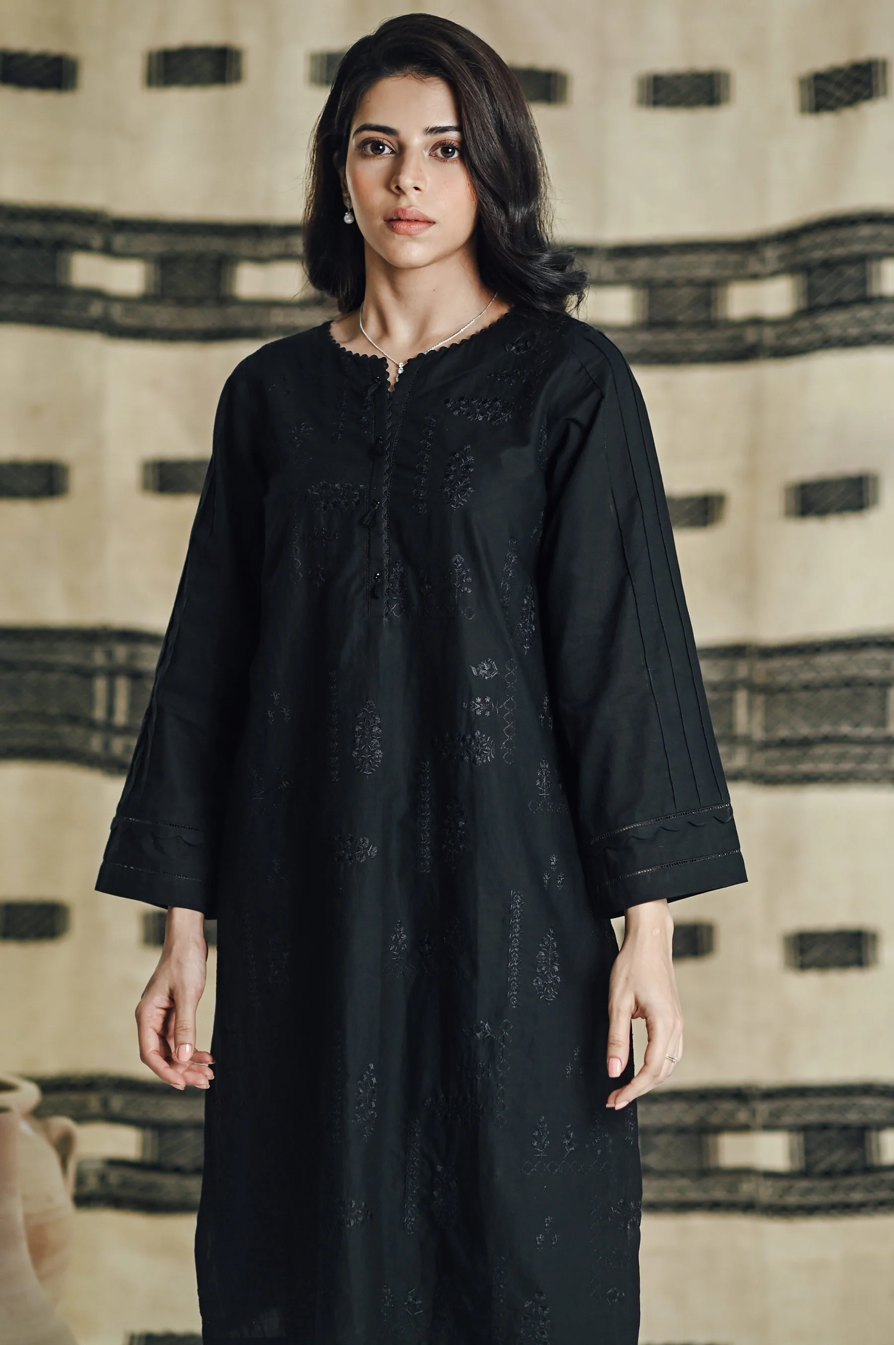 Stitched 1 Piece Embroidered Cambric Shirt - Image 6