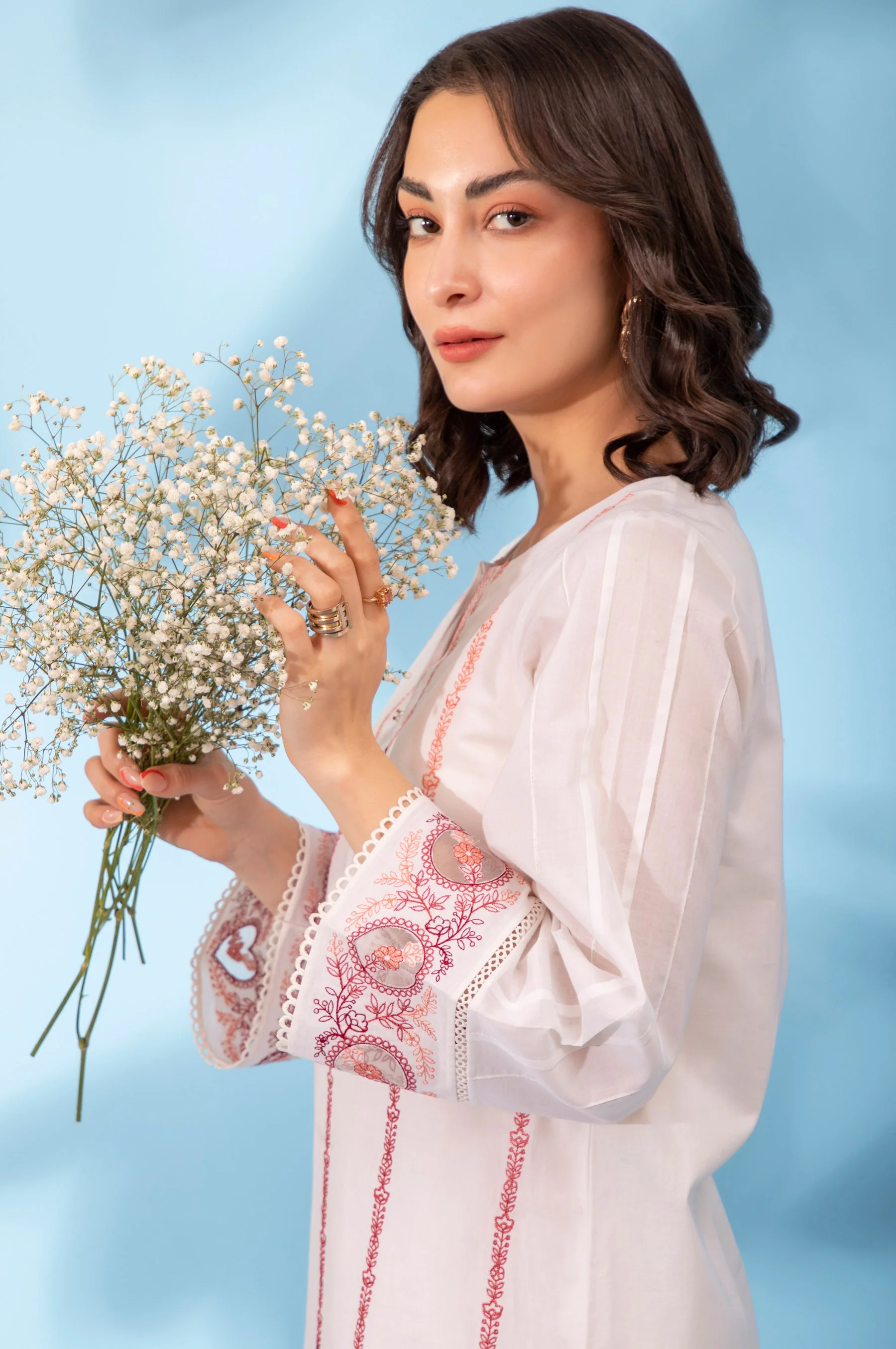 Stitched 1 Piece Embroidered Cambric Shirt - Image 2