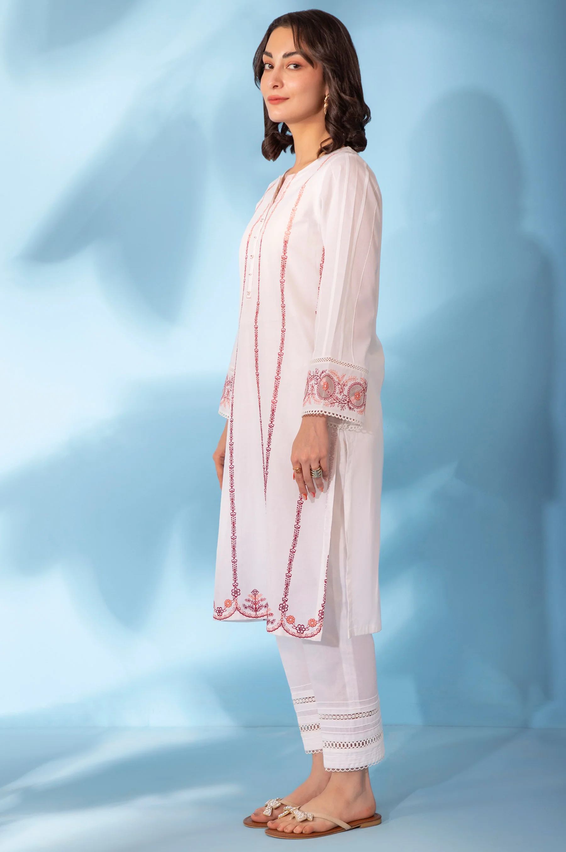 Stitched 1 Piece Embroidered Cambric Shirt - Image 4
