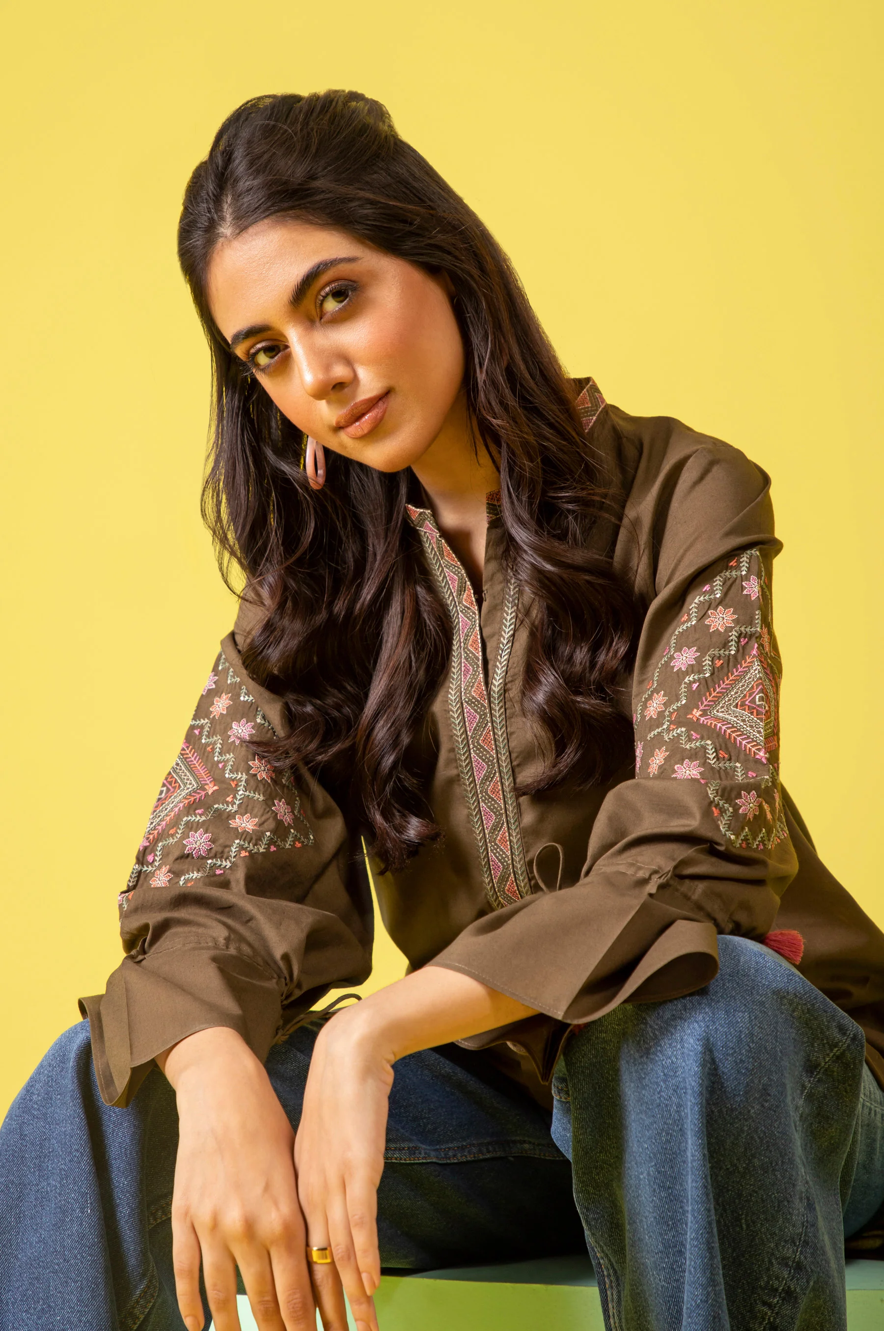 Stitched 1 Piece Embroidered Cambric Shirt - Image 5