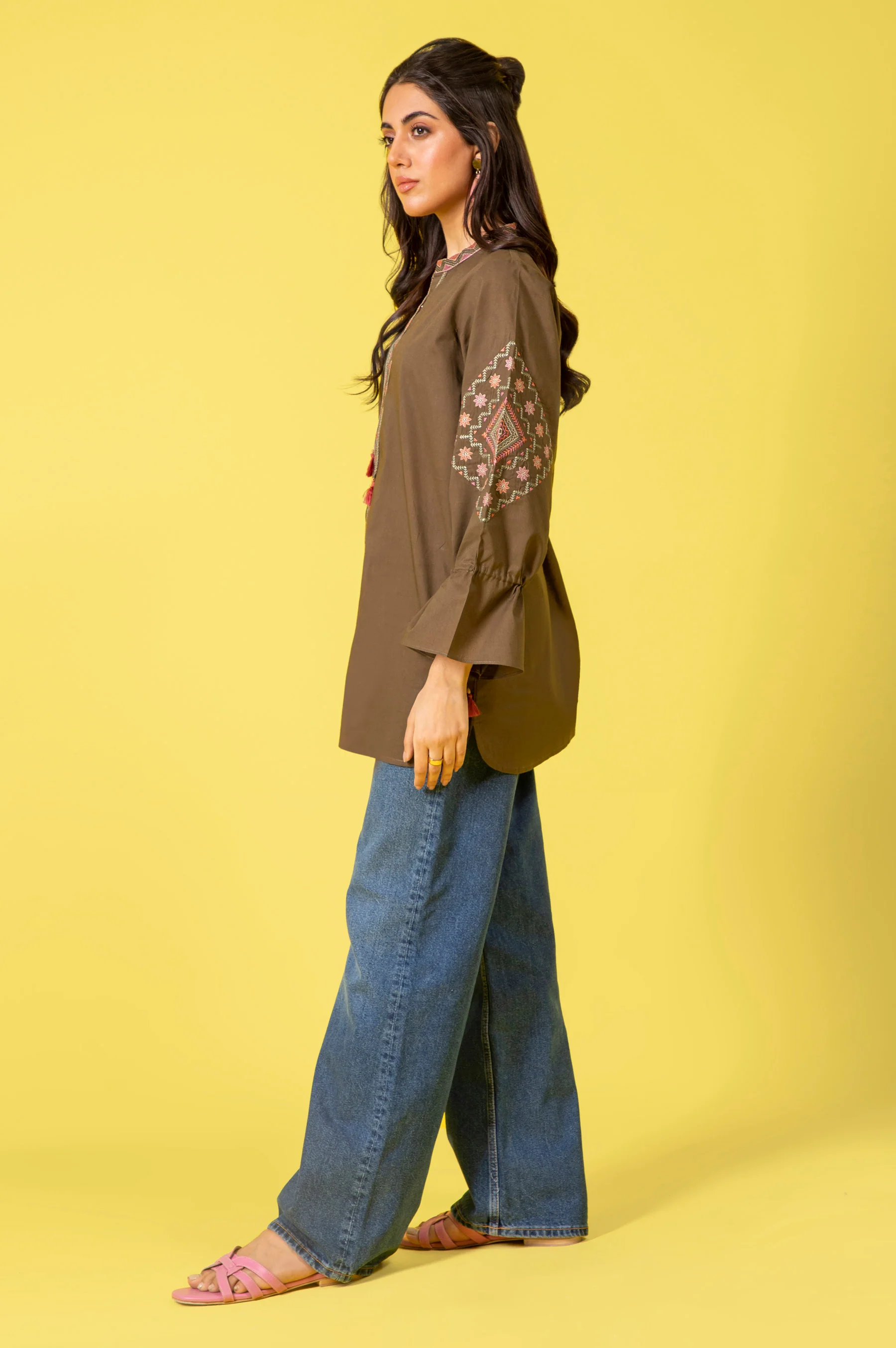 Stitched 1 Piece Embroidered Cambric Shirt - Image 6