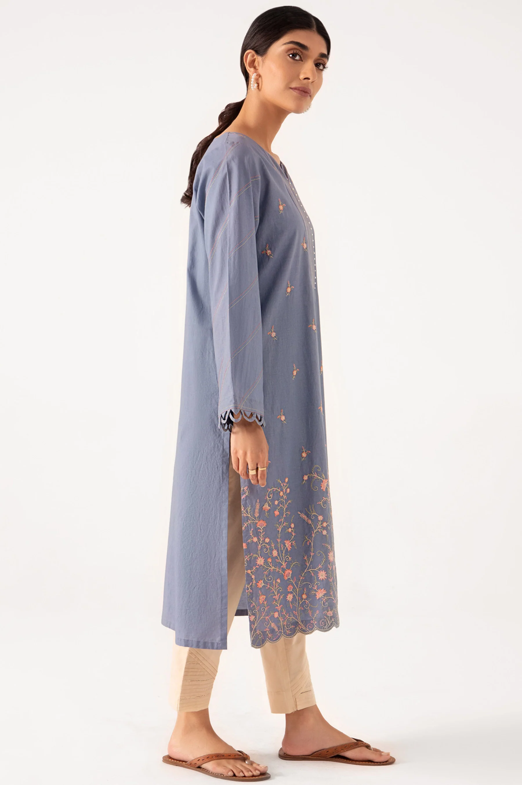 Stitched 1 Piece Embroidered Cambric Shirt - Image 4