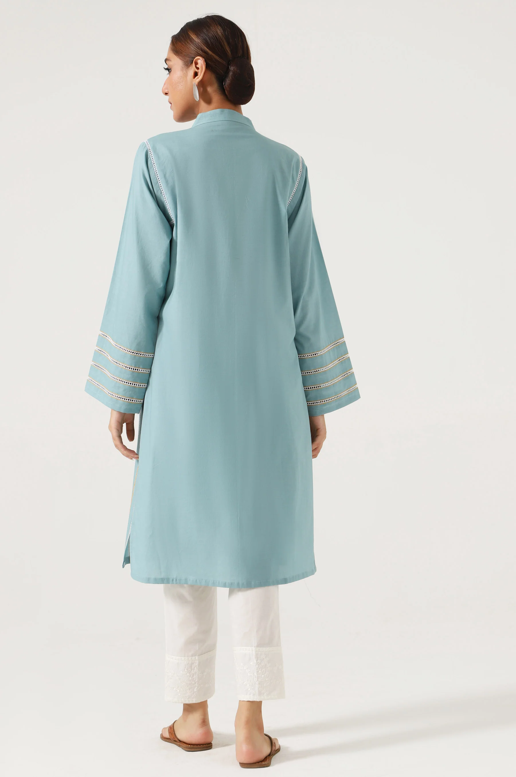 Stitched 1 Piece Embroidered Cambric Shirt - Image 3