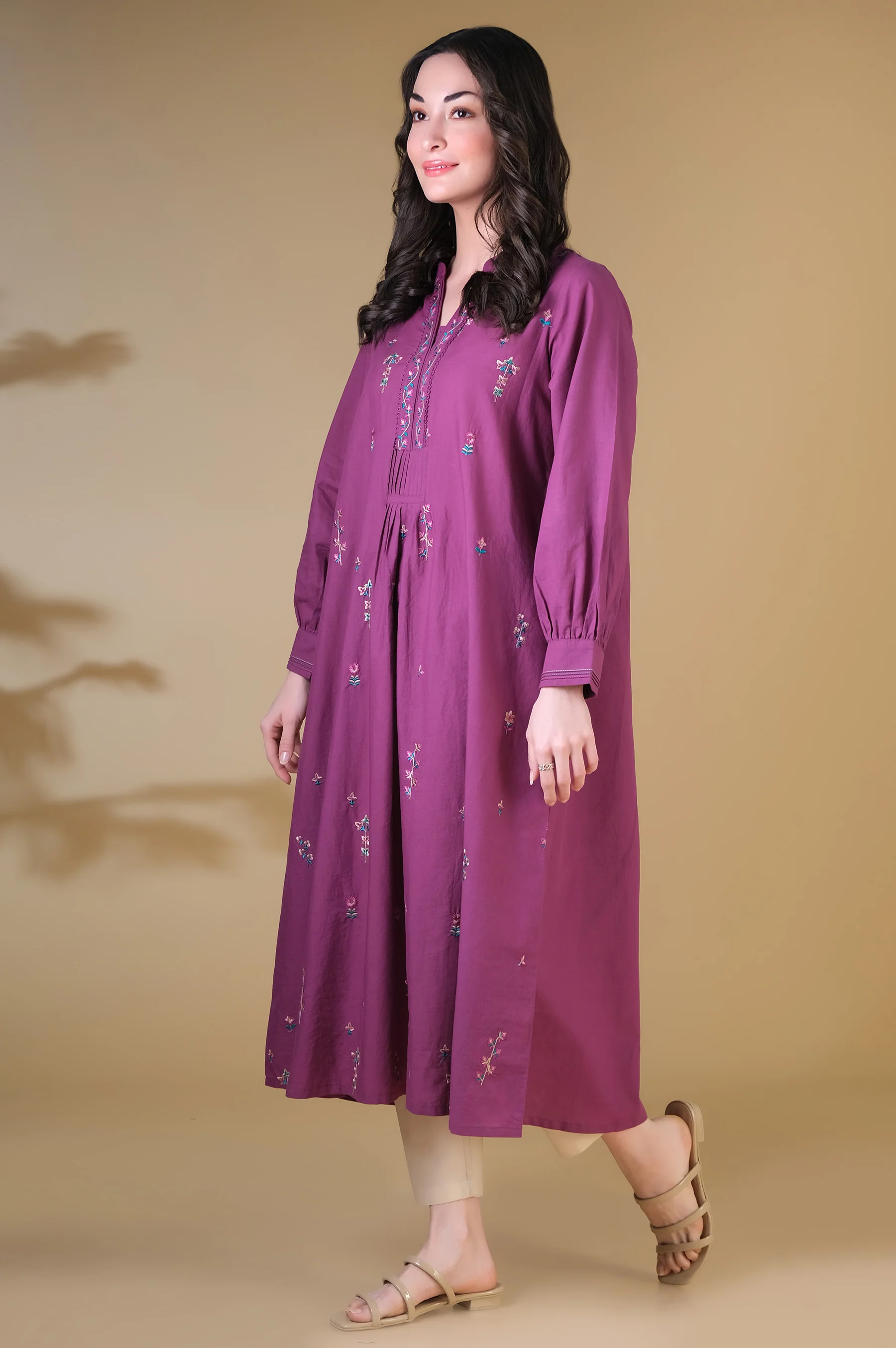 Stitched 1 Piece Embroidered Cambric Shirt - Image 2