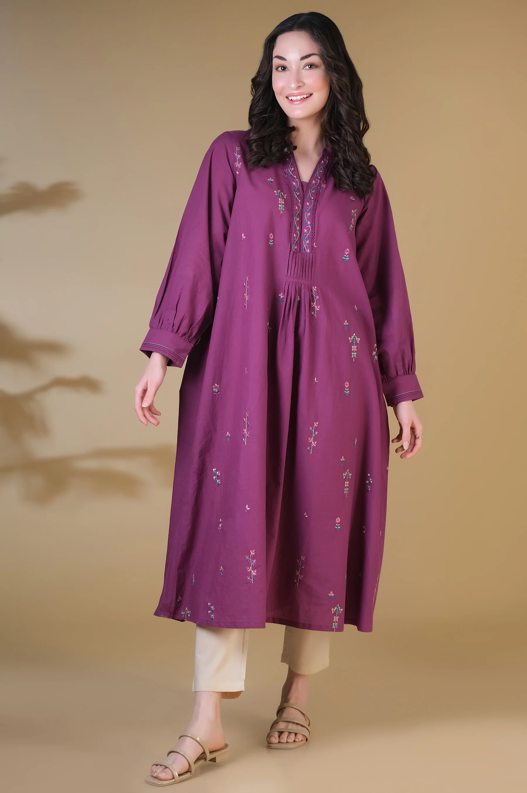 Stitched 1 Piece Embroidered Cambric Shirt - Image 3