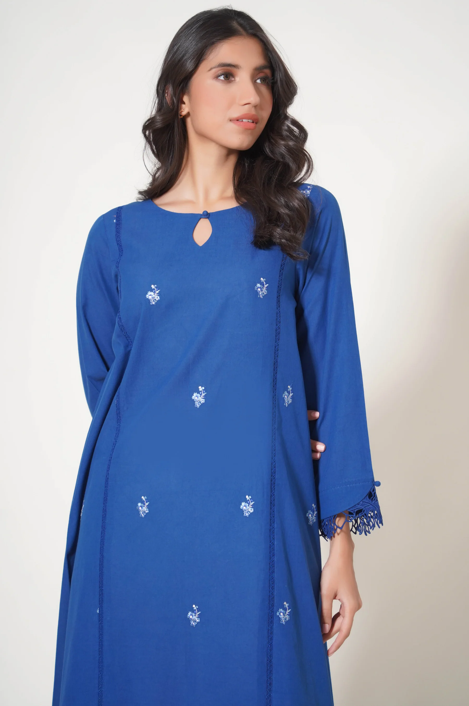Stitched 1 Piece Embroidered Cambric Shirt - Image 6