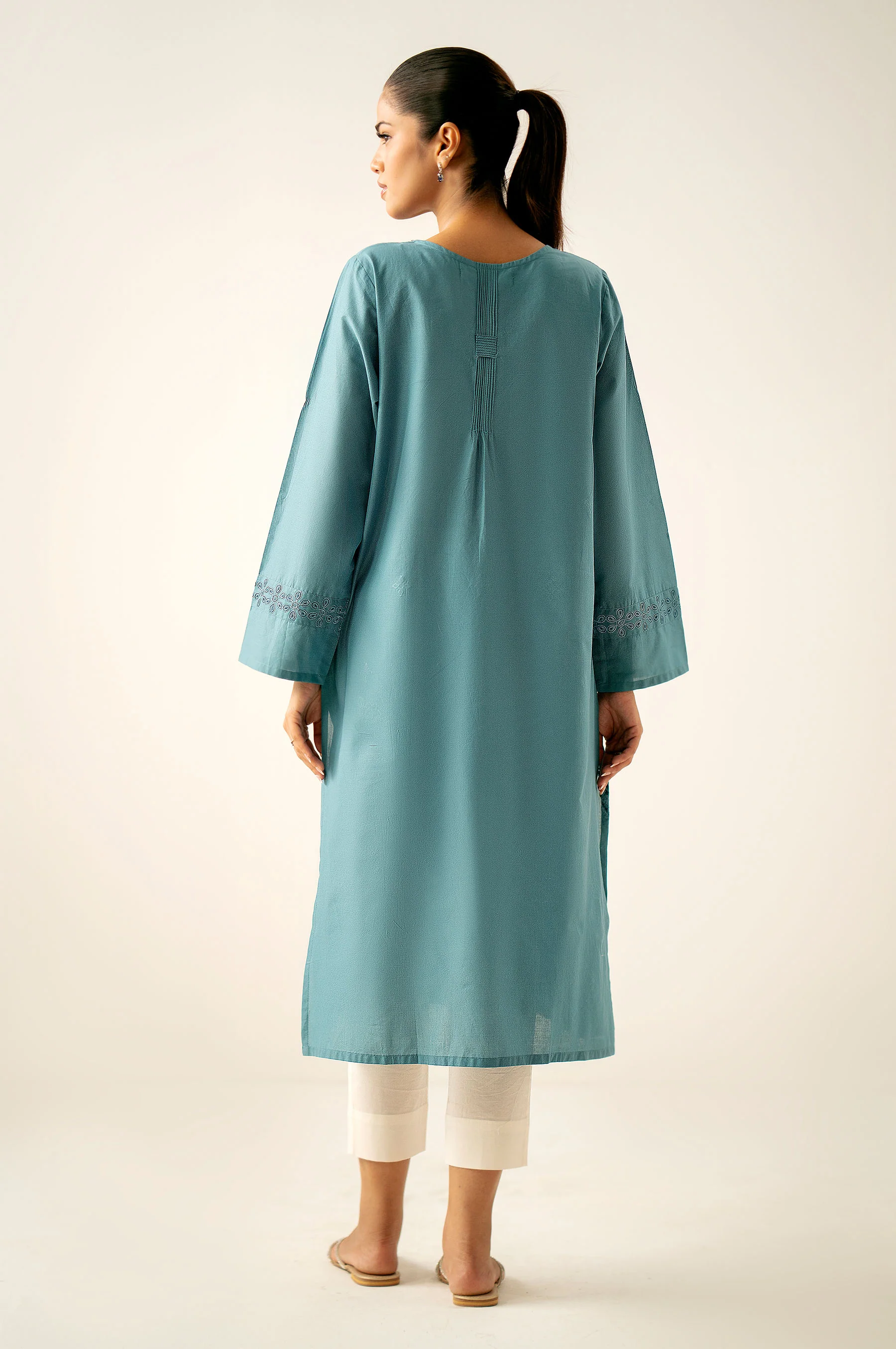 Stitched 1 Piece Embroidered Cambric Shirt - Image 6