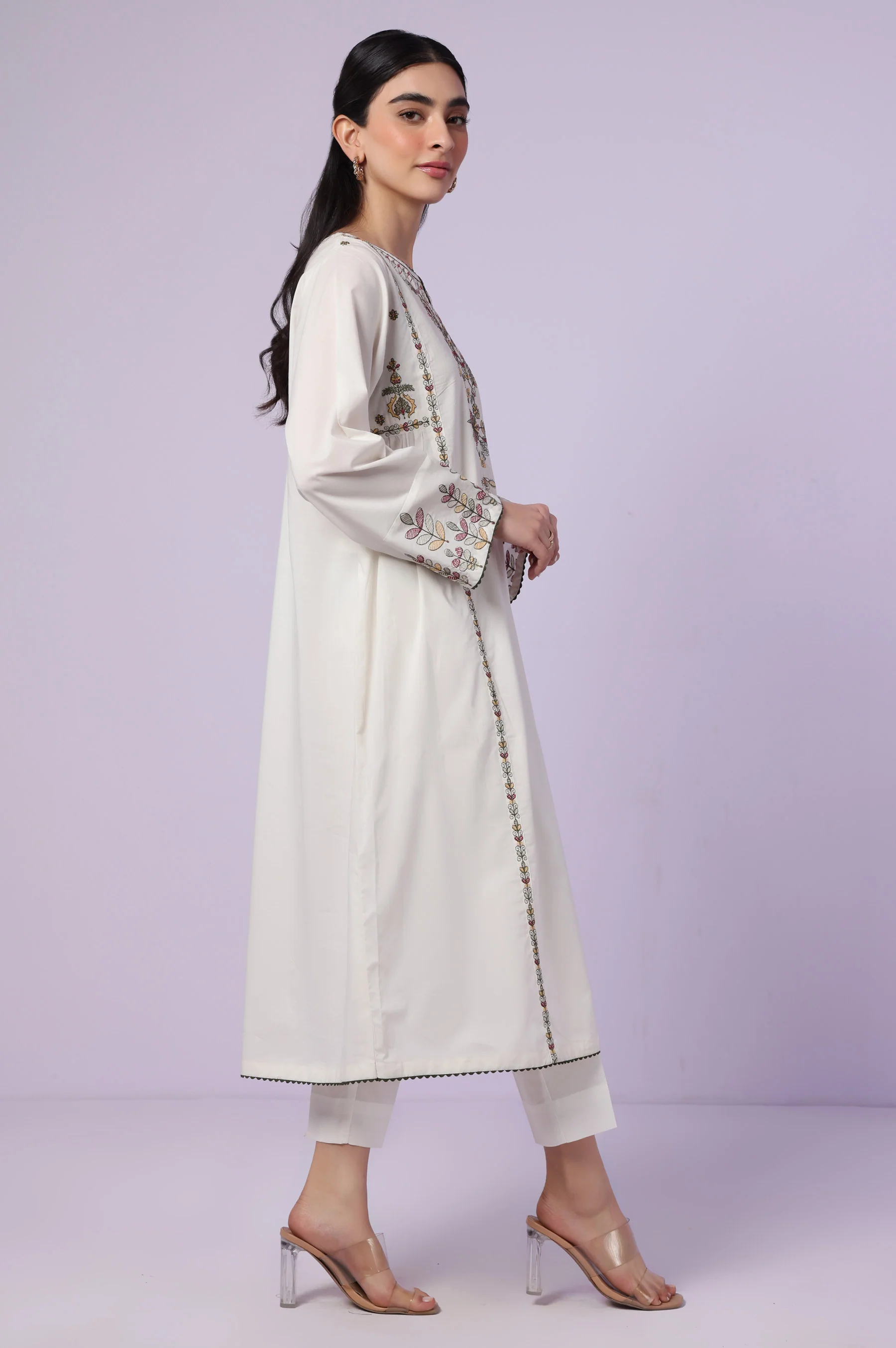 Stitched 1 Piece Embroidered Cambric Shirt - Image 3