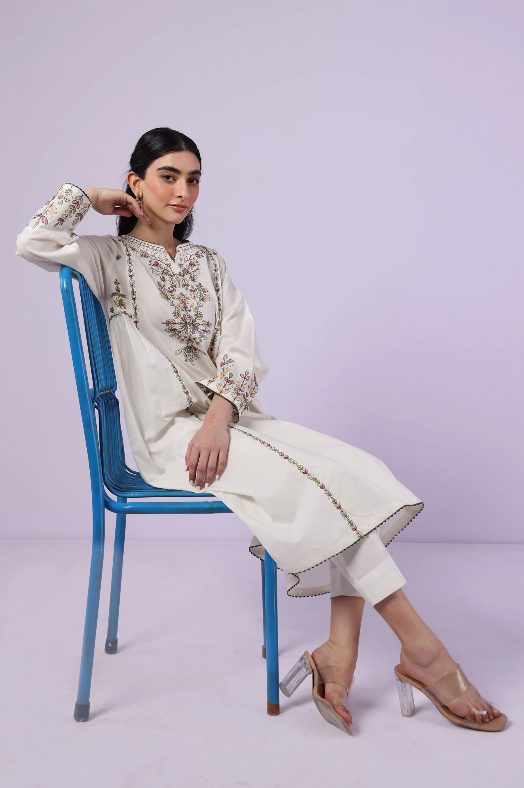 Stitched 1 Piece Embroidered Cambric Shirt - Image 4