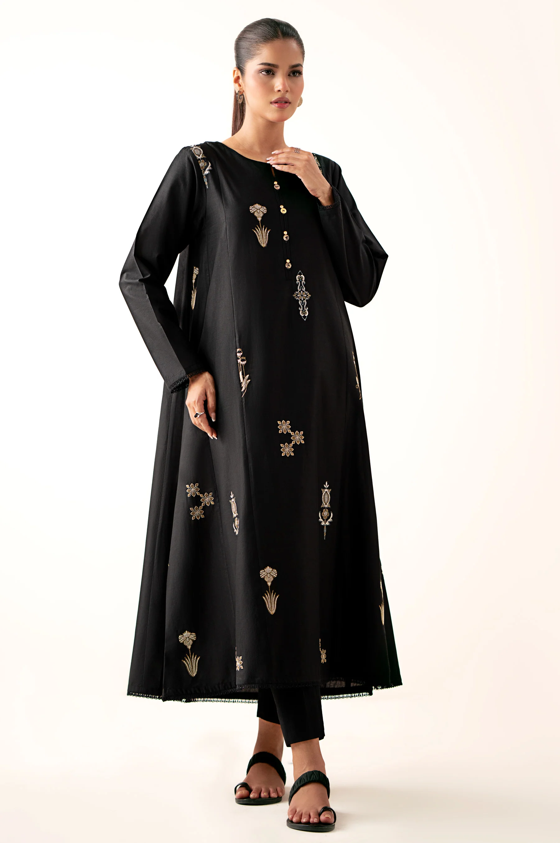 Stitched 1 Piece Embroidered Cambric Shirt - Image 4