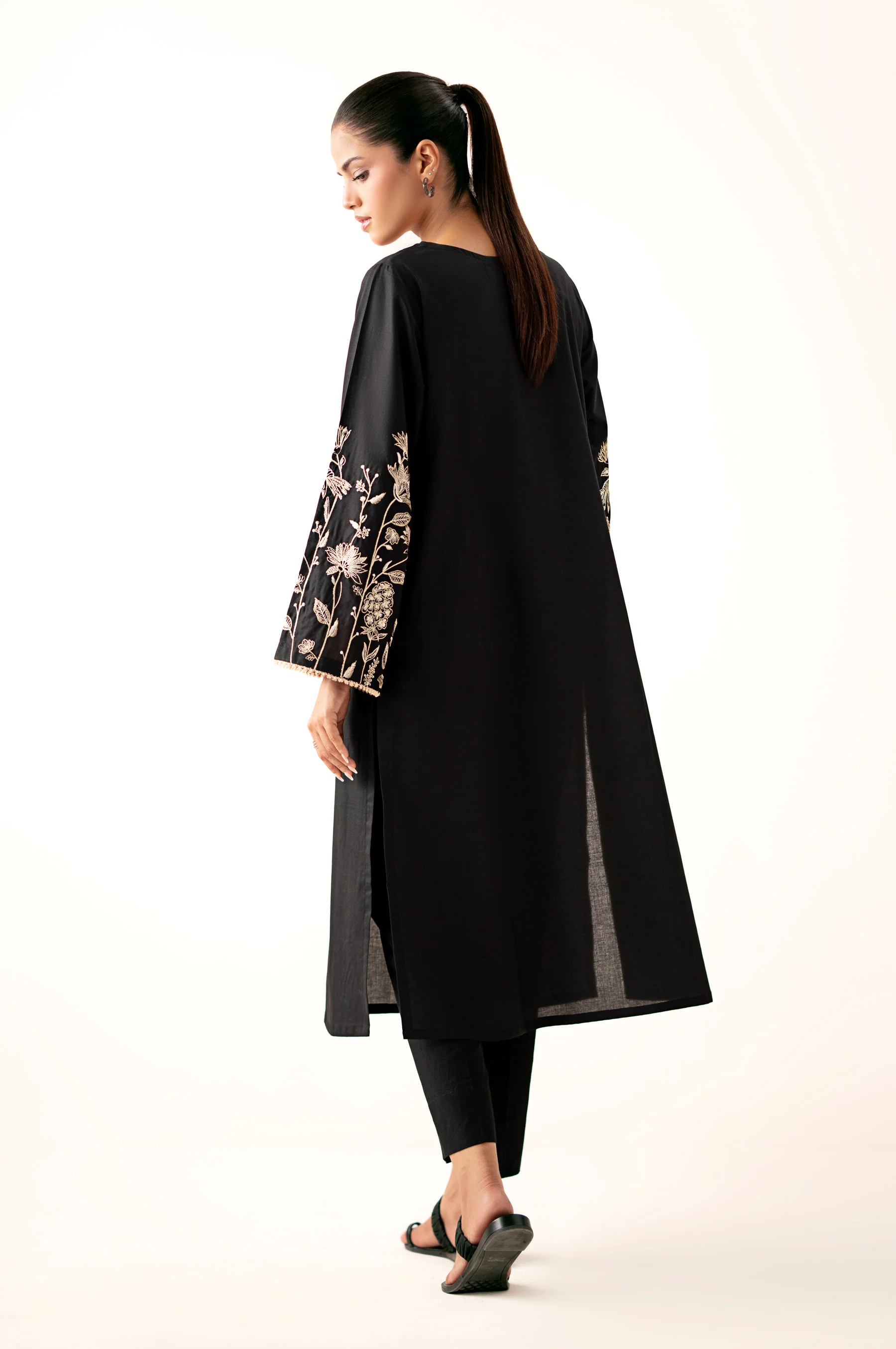 Stitched 1 Piece Embroidered Cambric Shirt - Image 5