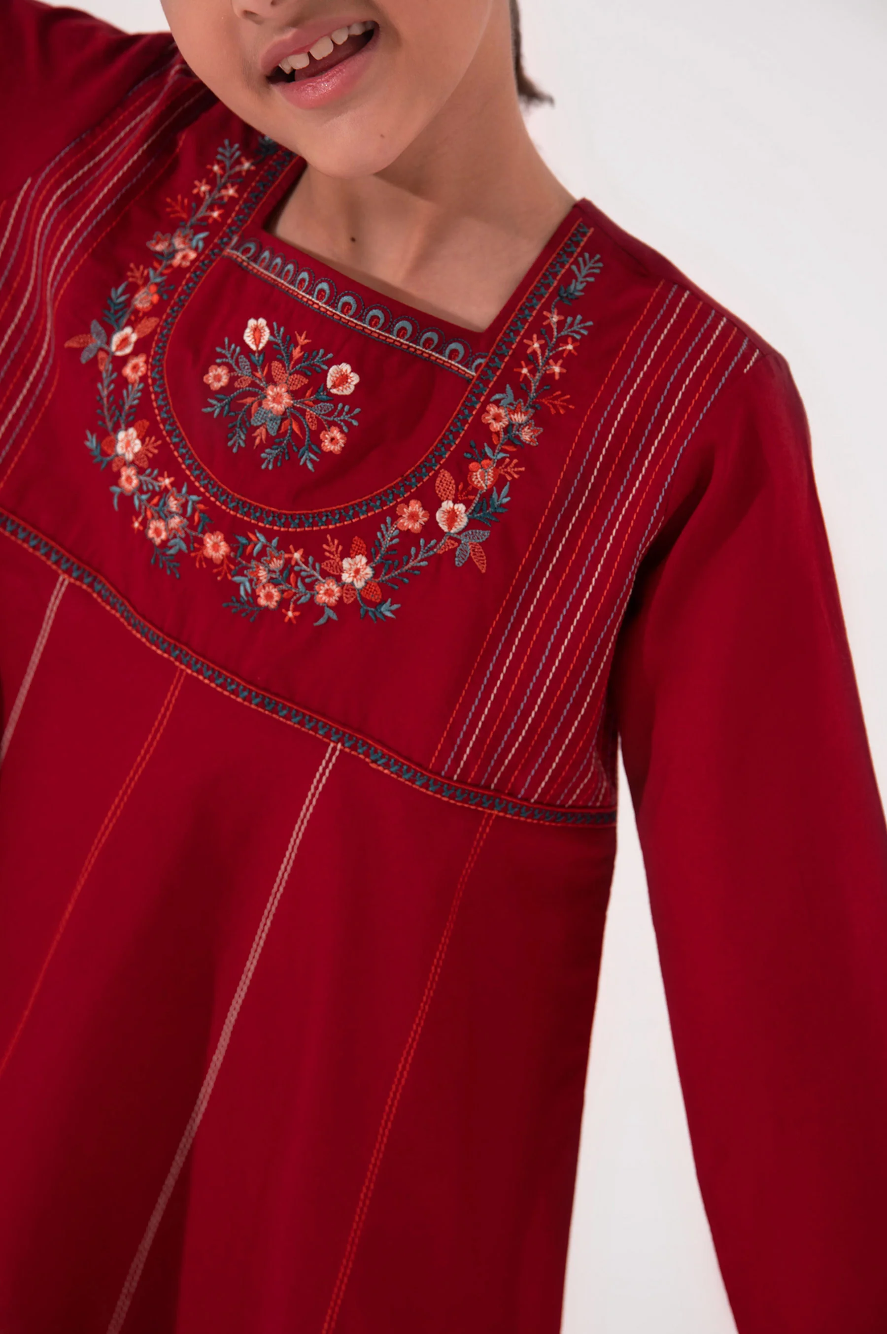 Stitched 1 Piece Embroidered Cambric Shirt - Image 5