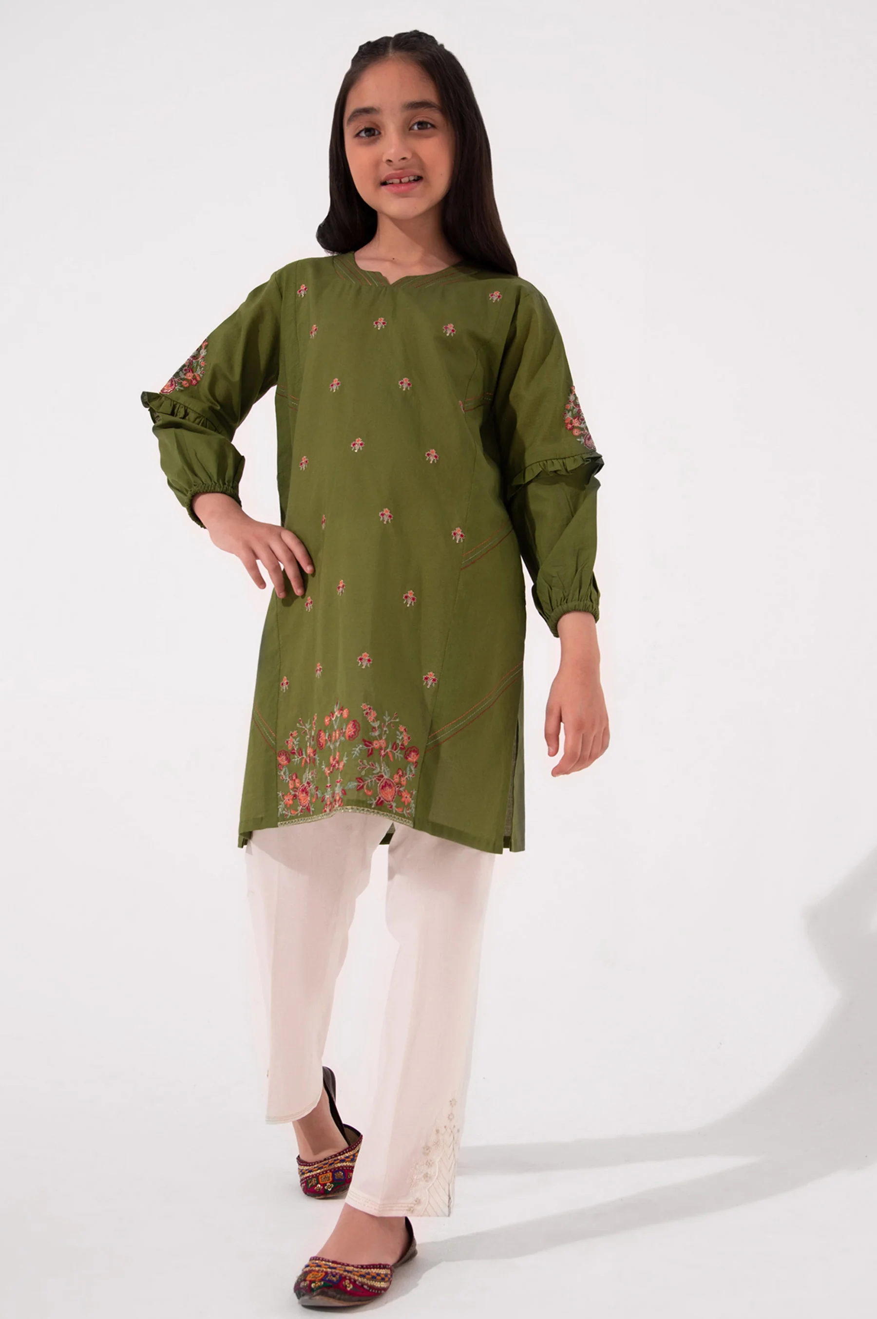 Stitched 1 Piece Embroidered Cambric Shirt - Image 2