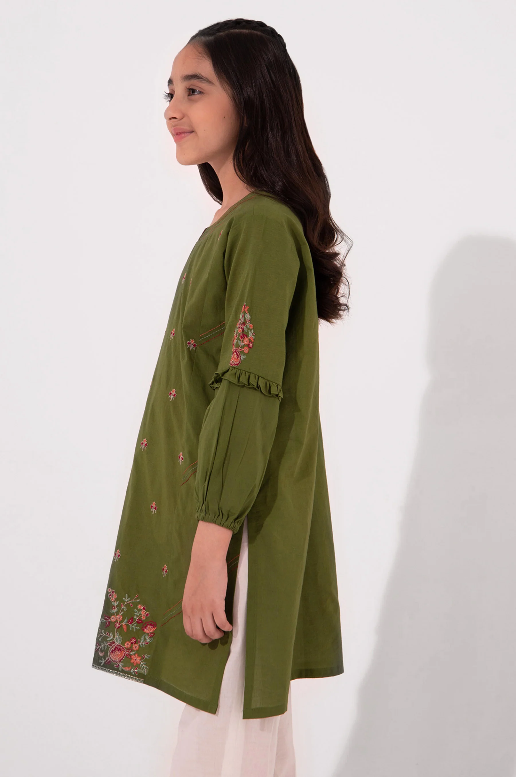 Stitched 1 Piece Embroidered Cambric Shirt - Image 3