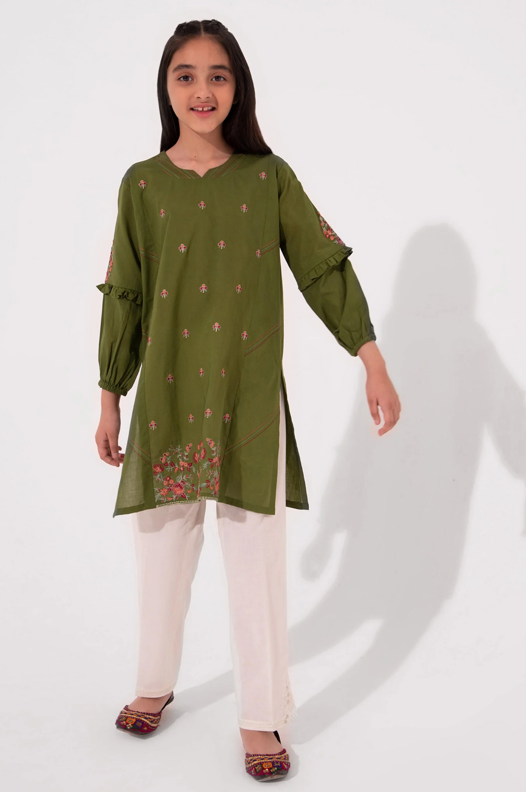 Stitched 1 Piece Embroidered Cambric Shirt - Image 4