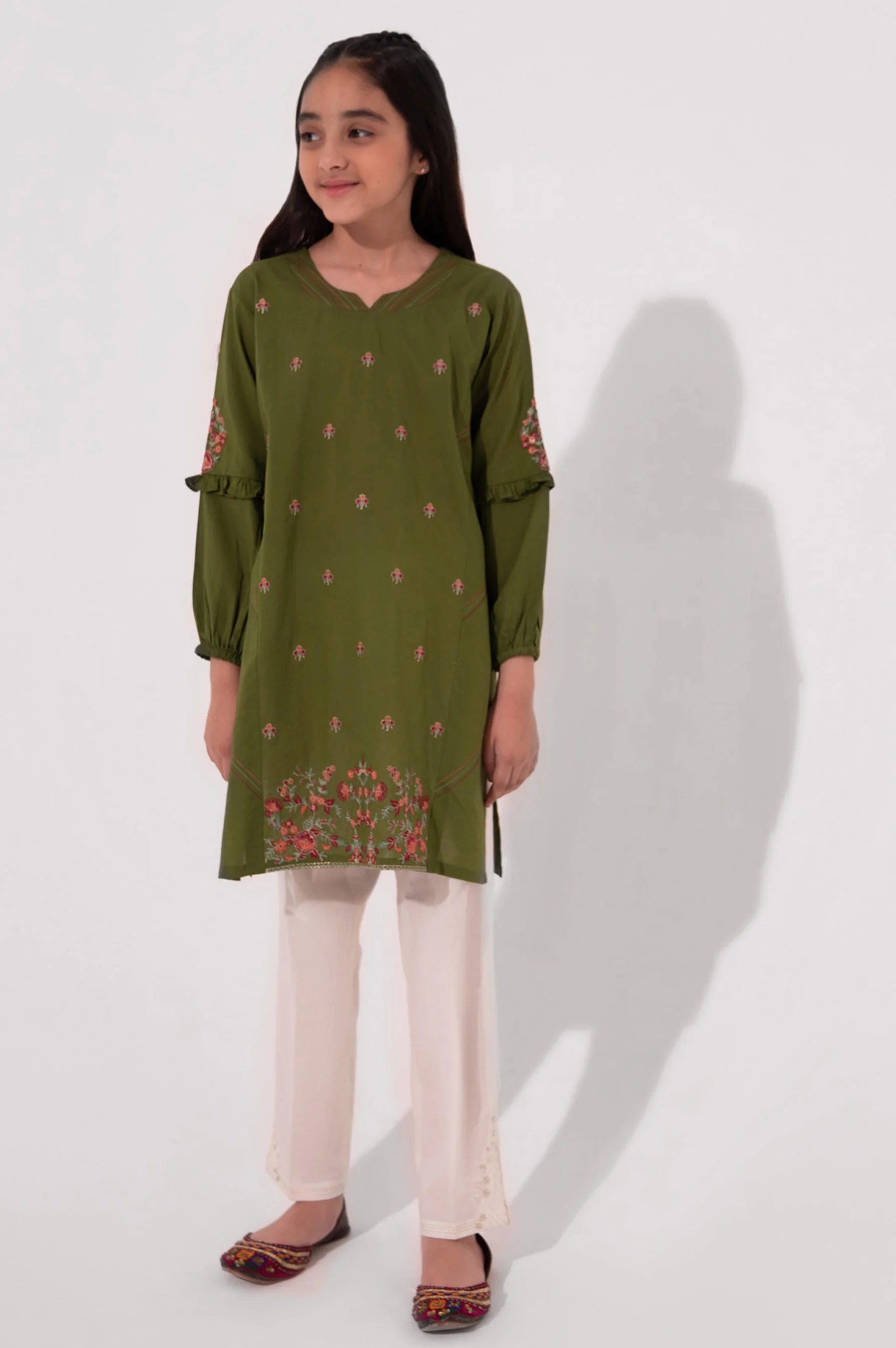 Stitched 1 Piece Embroidered Cambric Shirt - Image 5