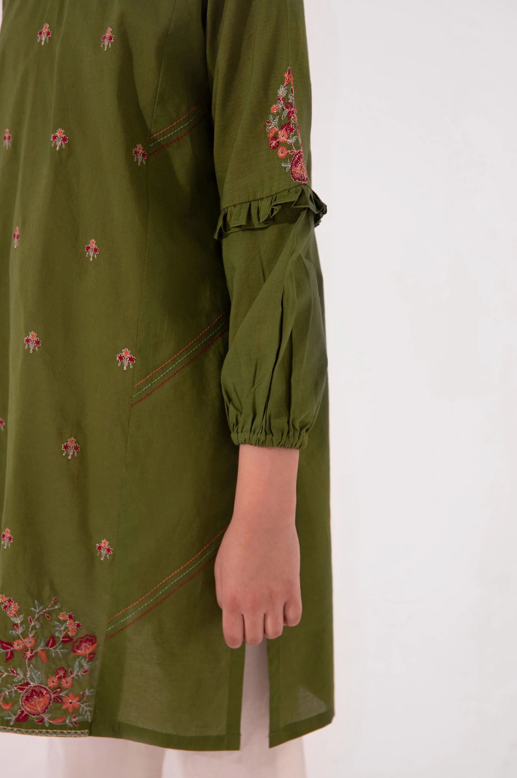 Stitched 1 Piece Embroidered Cambric Shirt - Image 6