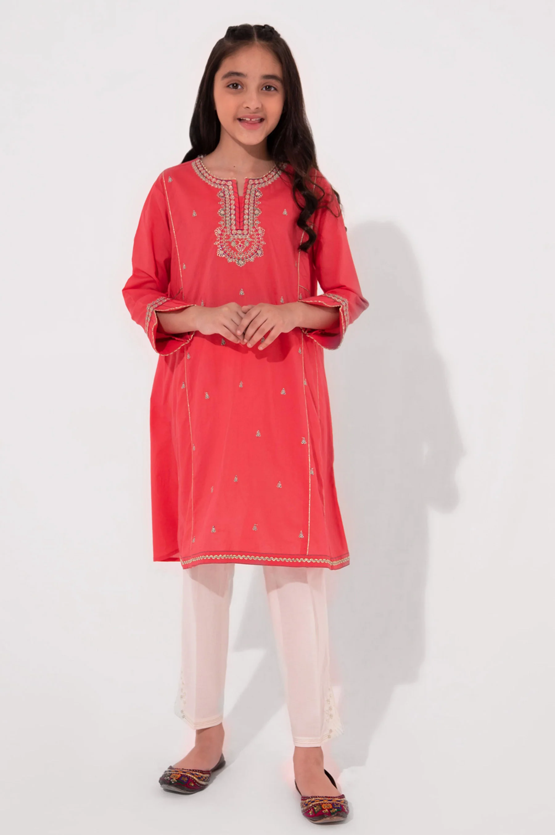 Stitched 1 Piece Embroidered Cambric Shirt - Image 2